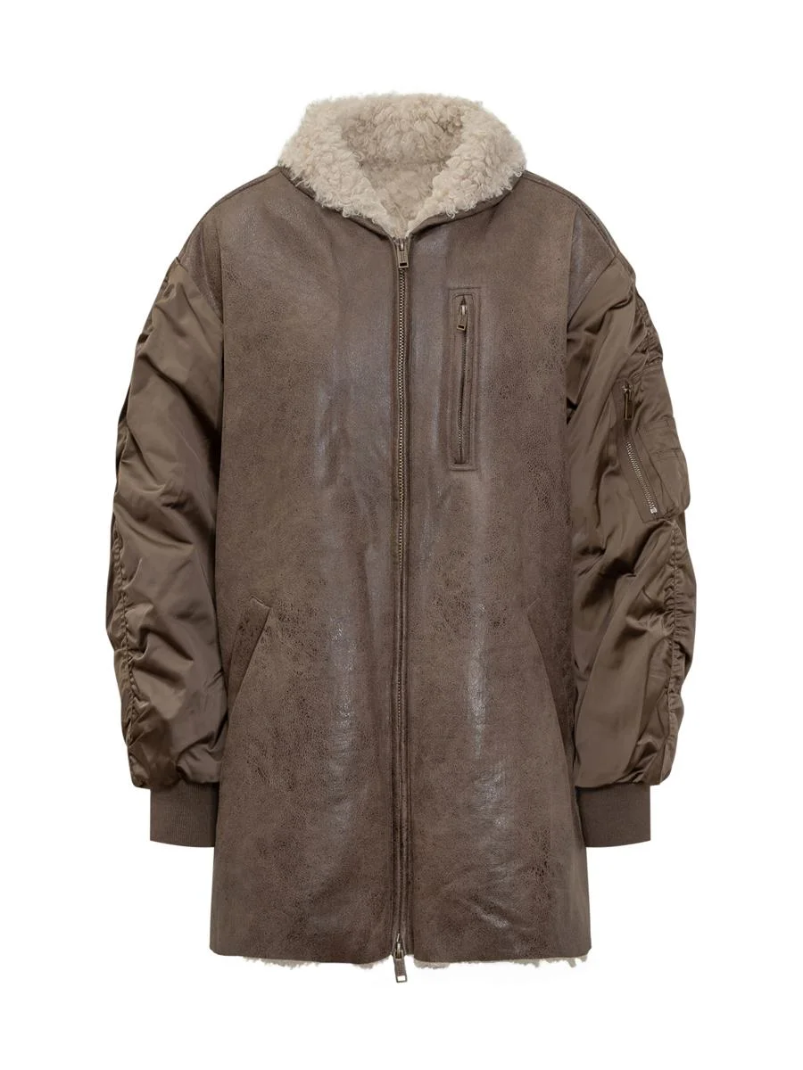 Isabel Marant Étoile Evina Oversized Shearling And Nylon Jacket - 1