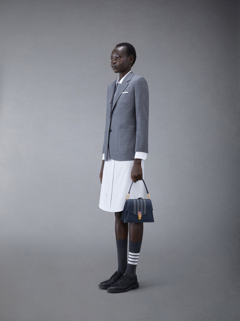 Thom Browne PEBBLE GRAIN LEATHER 4-BAR TRAPEZE BAG outlook