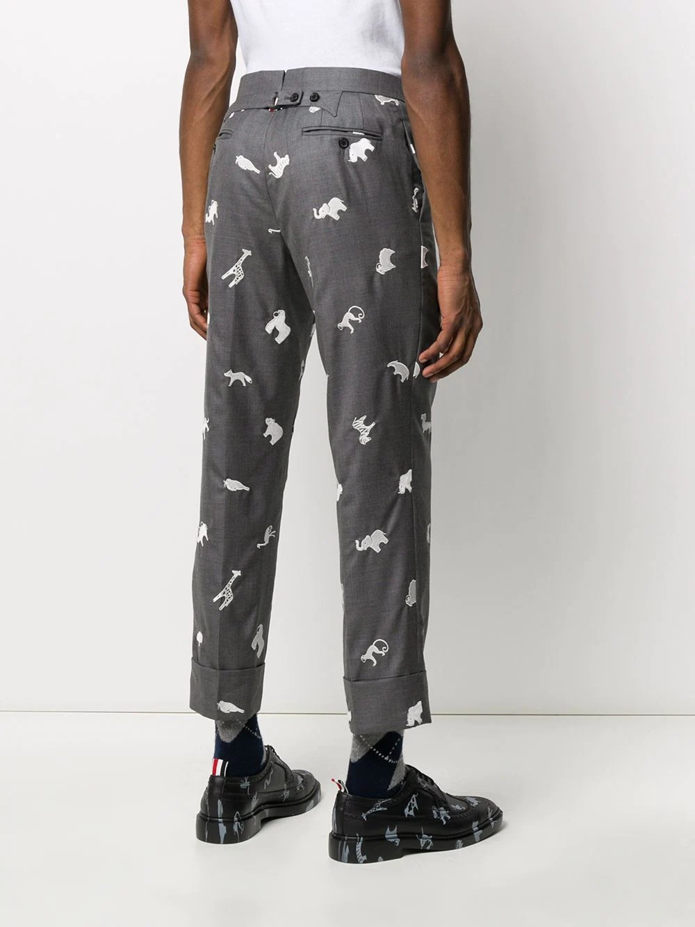 animal-embroidered cropped trousers - 4