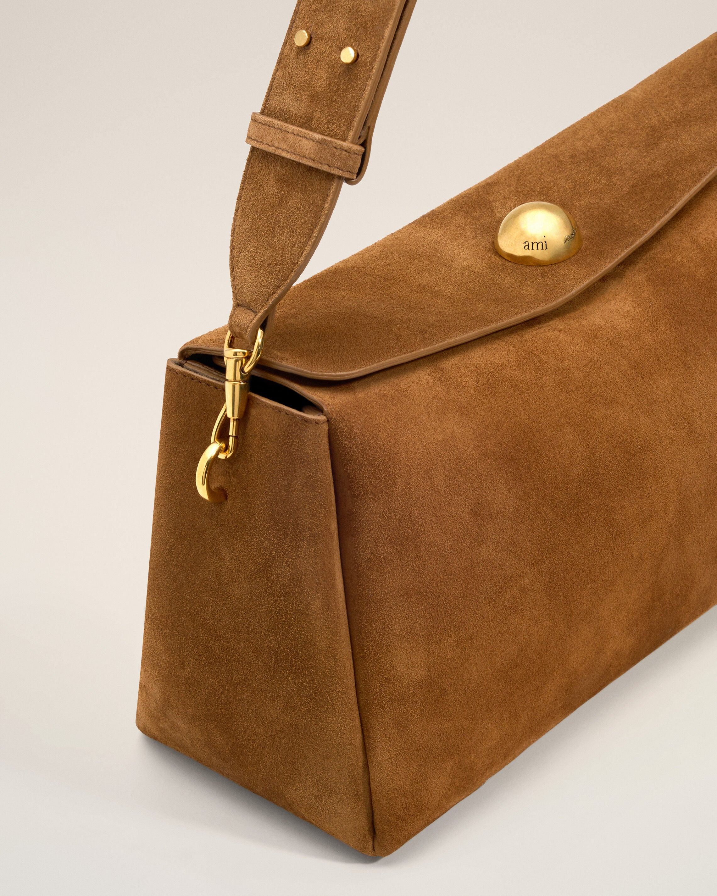 BROWN SUEDE LEATHER CARROUSEL MEDIUM BAG - 6
