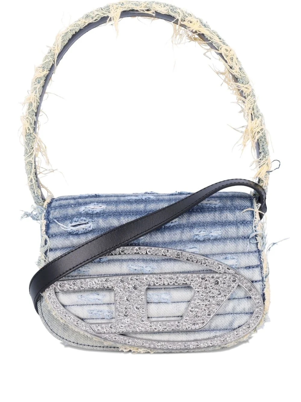 1DR crystal-embellished denim shoulder bag - 1