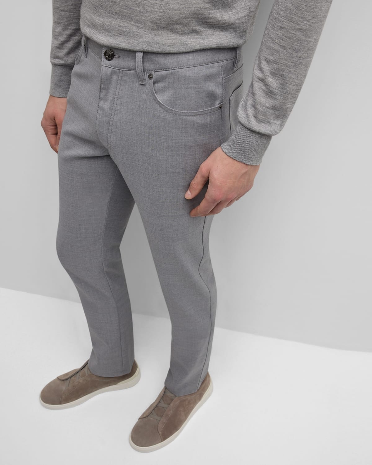 Men's Wool Straight-Leg 5-Pocket Pants - 5