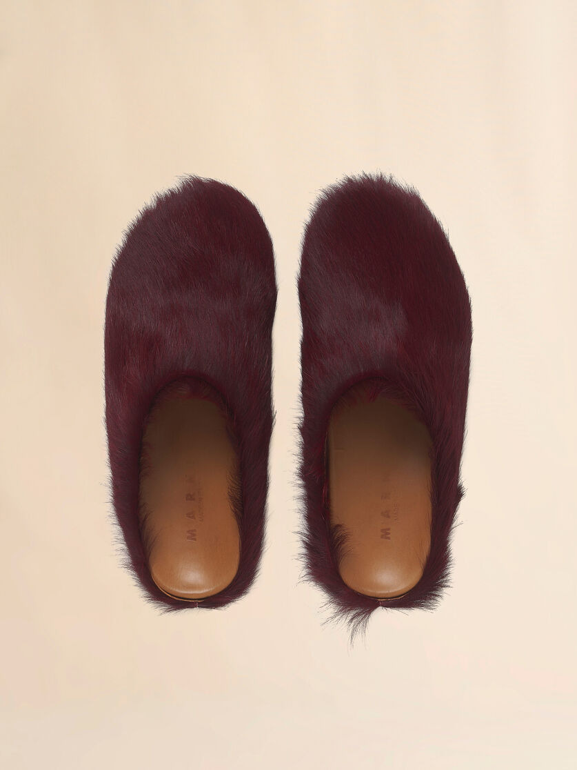 RED LONG HAIRCALFSKIN FUSSBETT SABOT - 4