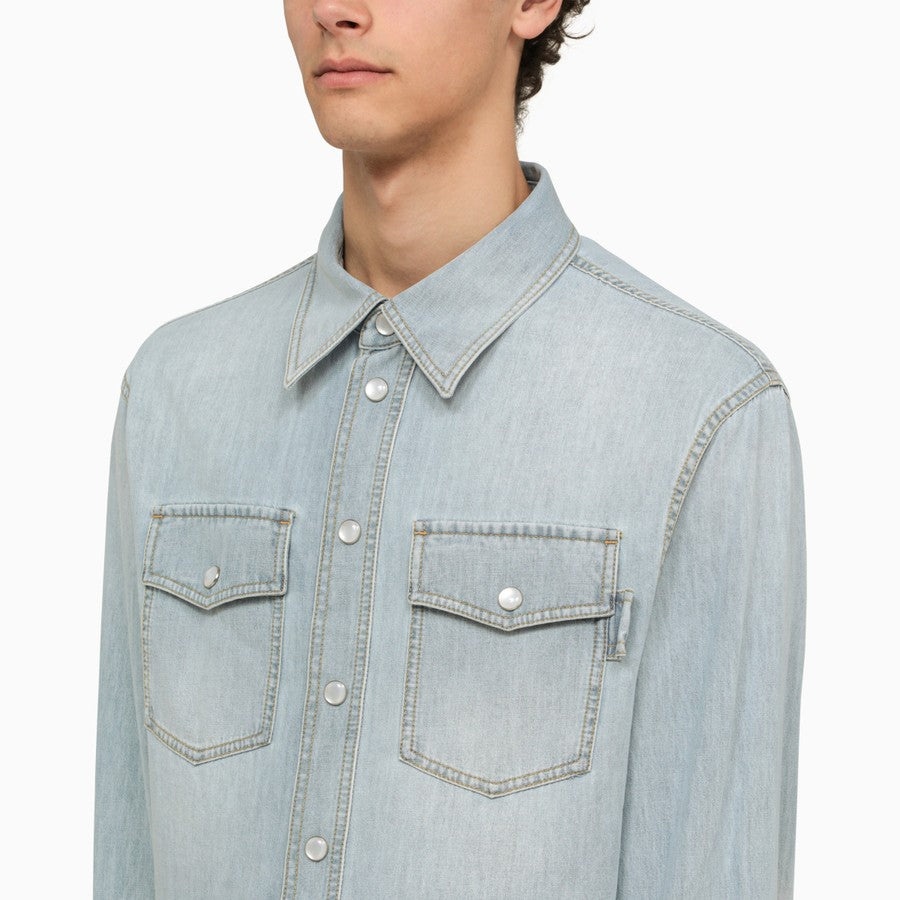 Bottega Veneta Men Blue Denim Shirt - 4