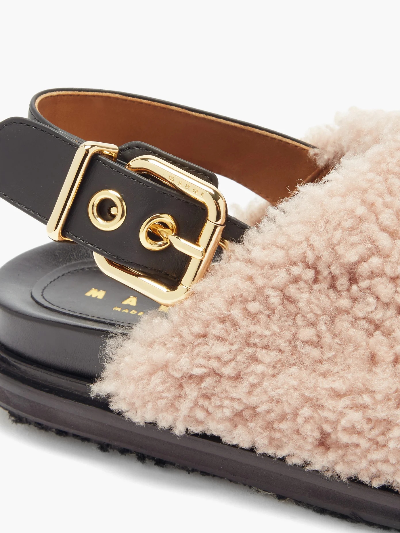 Shearling slingback sandals - 6