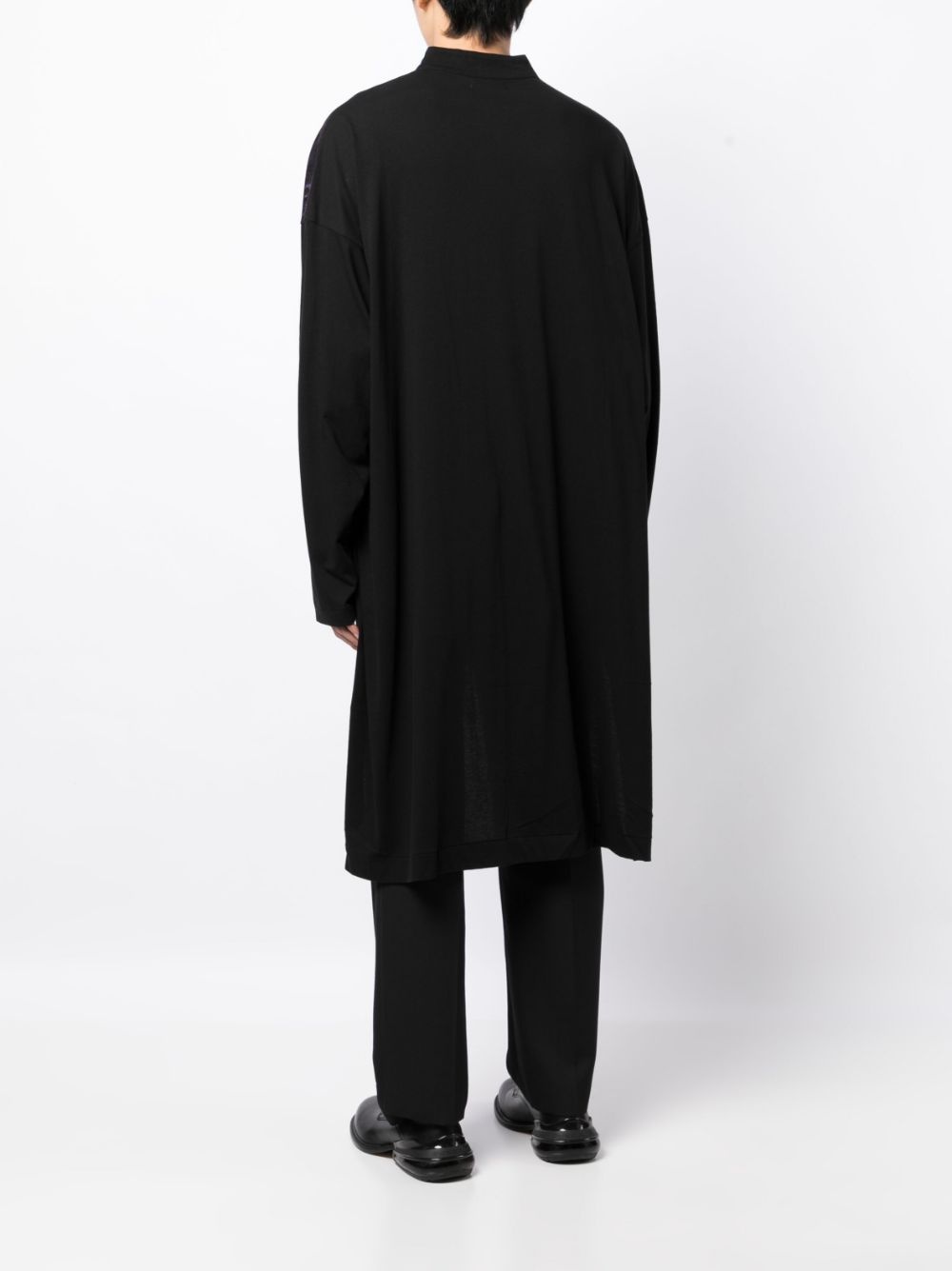 high-low collarless shirt - 4