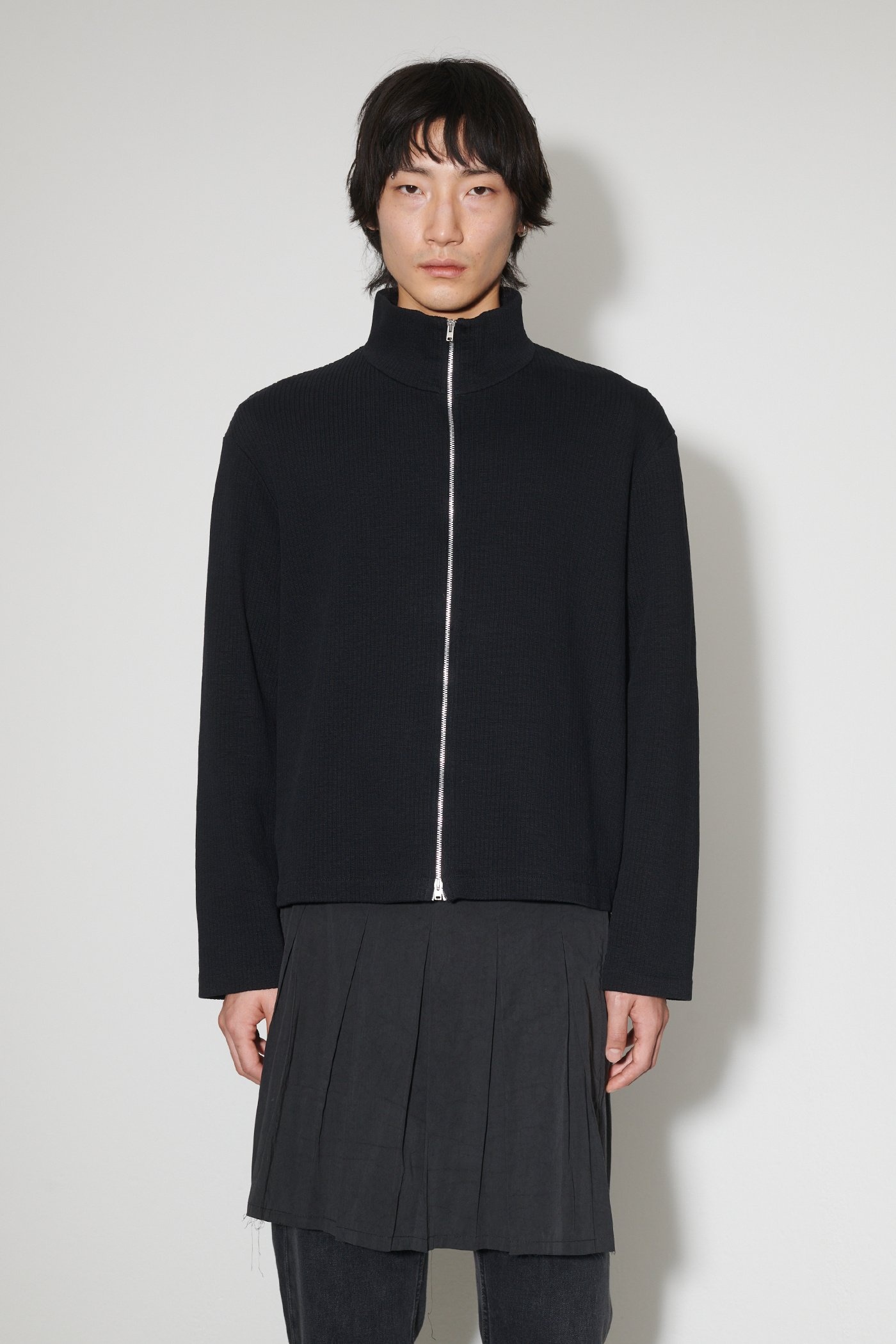 Shrunken Fullzip Polo Black Rib - 7