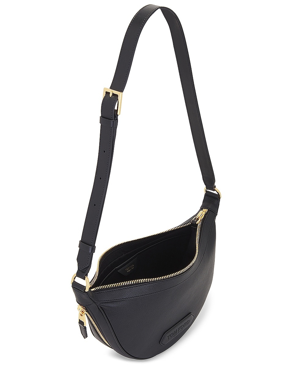 Smooth Grain Leather & Smooth Leather Zip Crescent Bag - 4