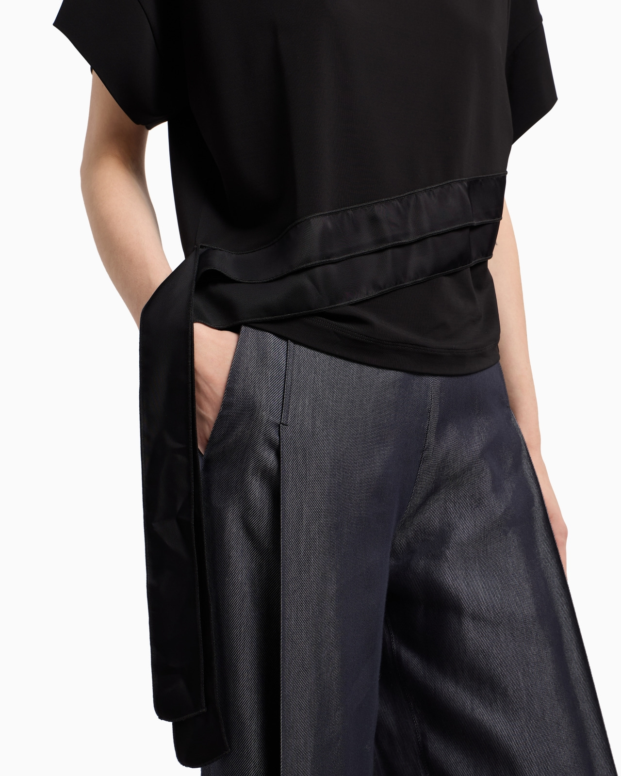 POLYGON CAPSULE COLLECTION T-SHIRT WITH STRETCH VISCOSE JERSEY RIBBONS - 5