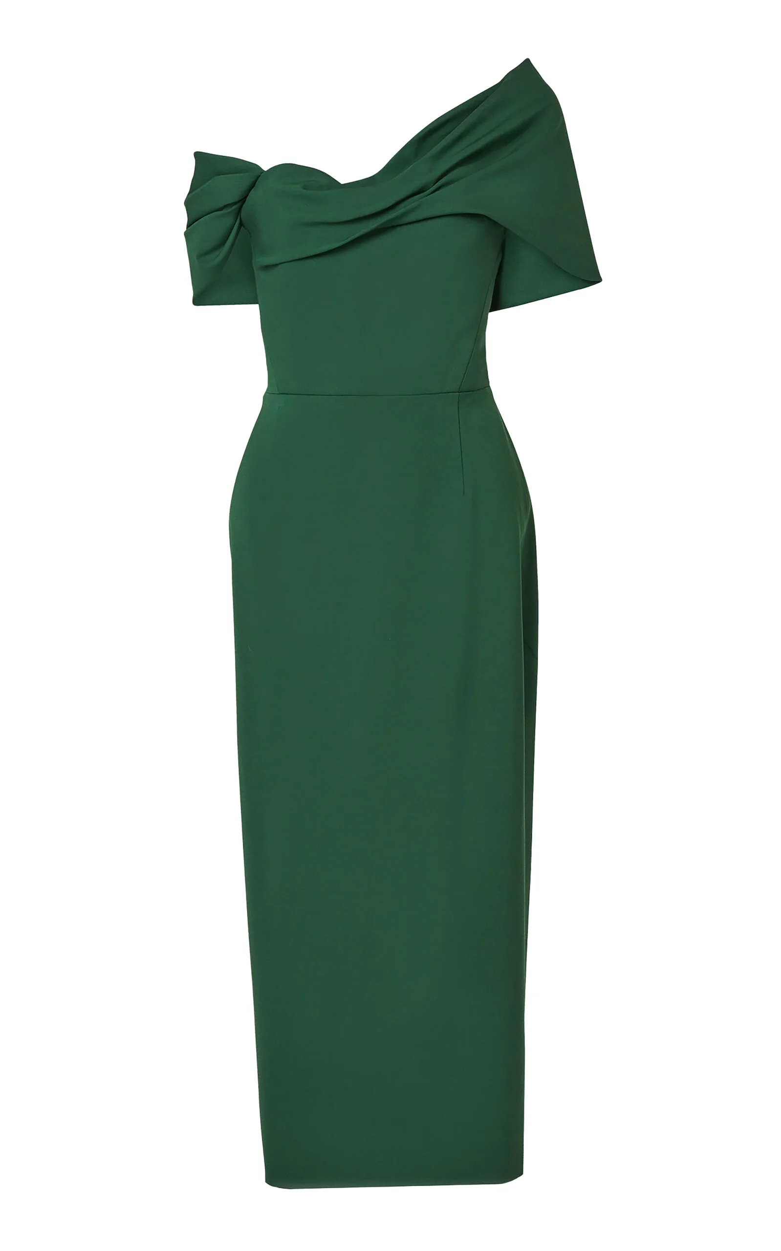 Asymmetric Stretch-Wool Tailor Midi Dress green - 1