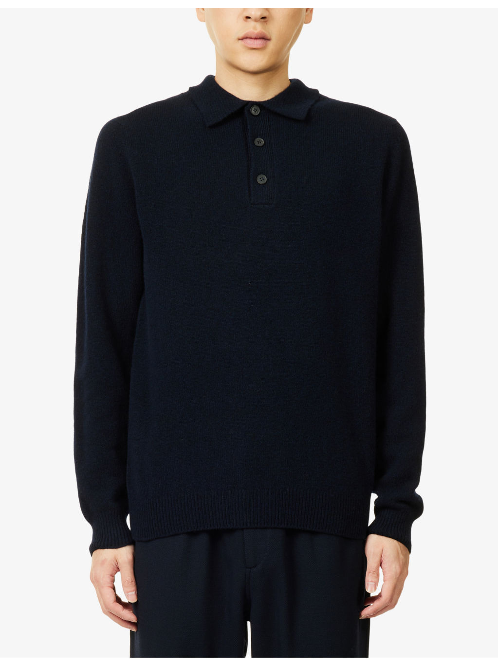 Long-Sleeve Wool Knitted Polo Shirt - 3