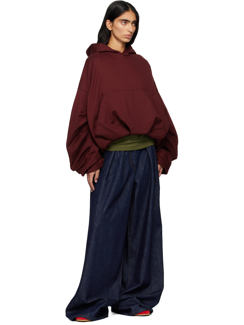 Dries Van Noten Red Draped Hoodie outlook