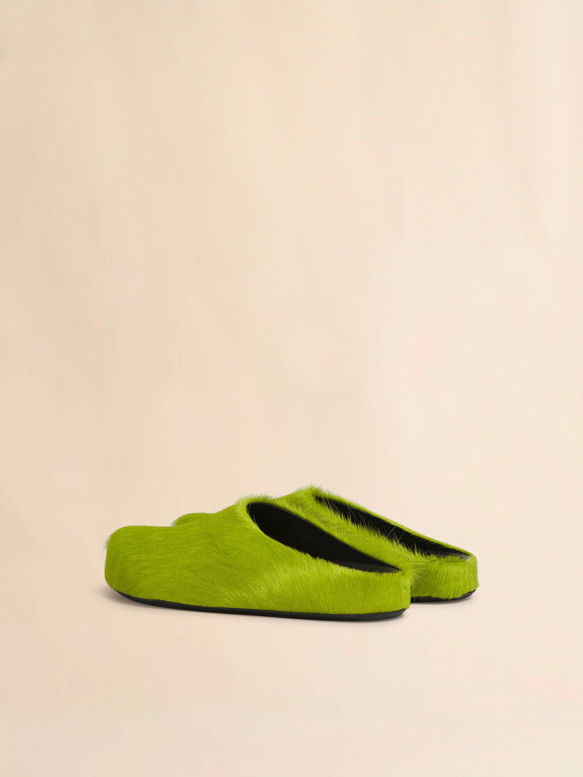 GREEN LONG HAIR CALFSKIN FUSSBETT SABOT - 3