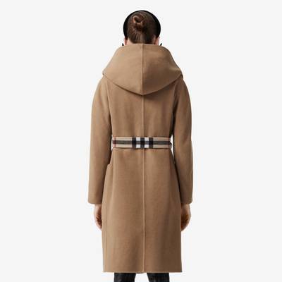 Burberry Check Detail Wool Hooded Wrap Coat outlook