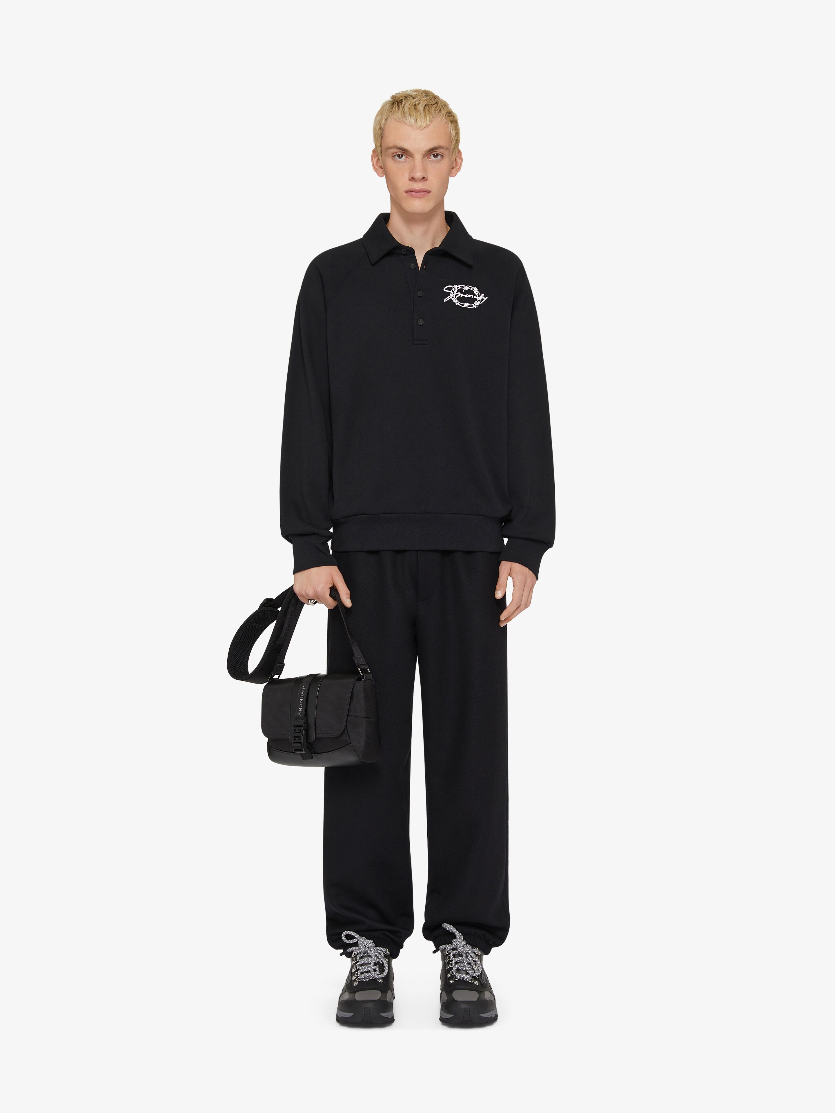 POLO SWEATSHIRT IN FLEECE WITH GIVENCHY MEDALLION - 3