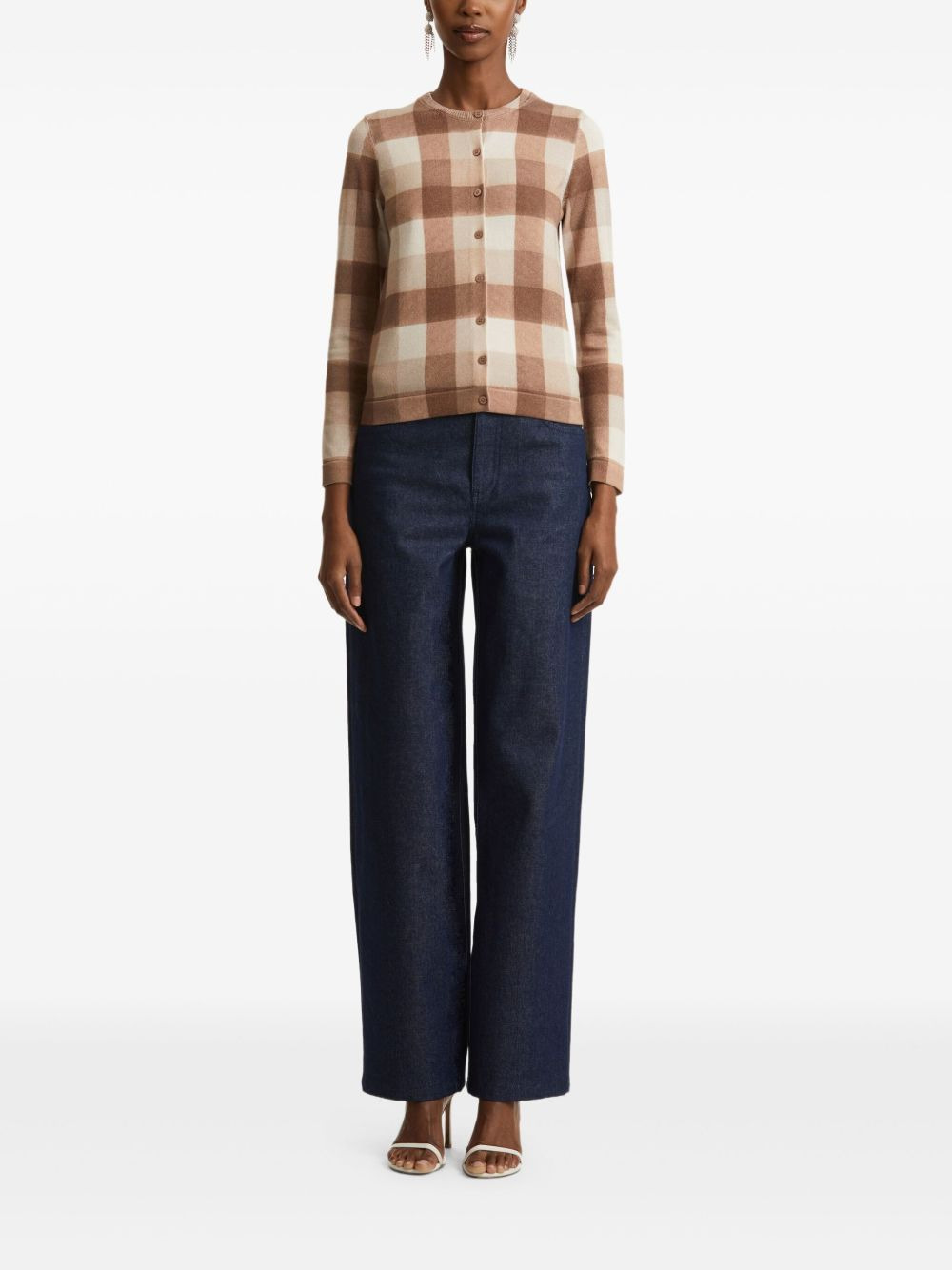 gingham check cardigan - 2