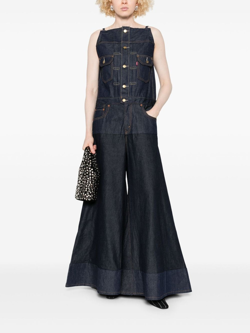 sacai denim wide-leg jumpsuit outlook