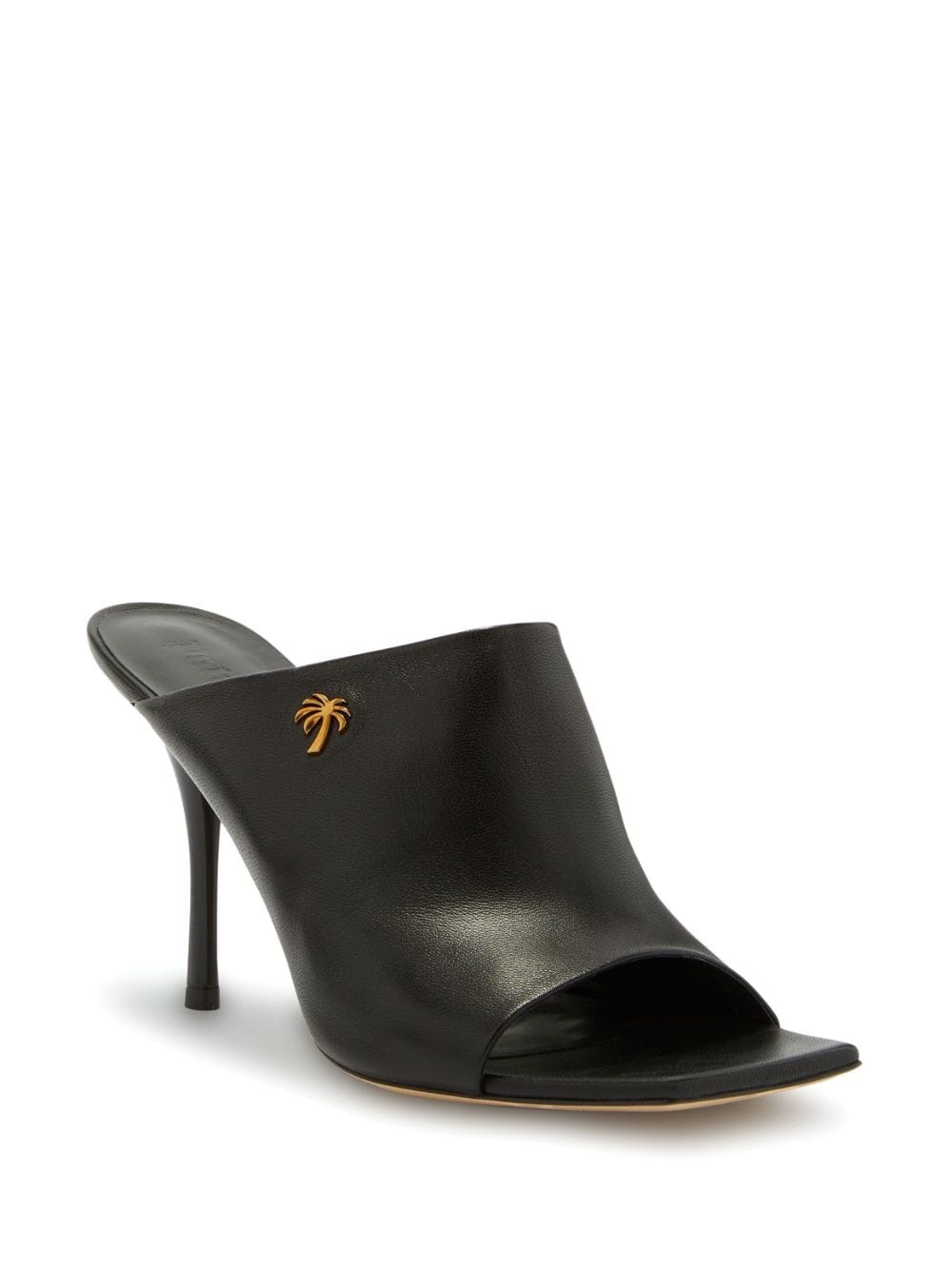Palm-motif 95mm leather mules - 5