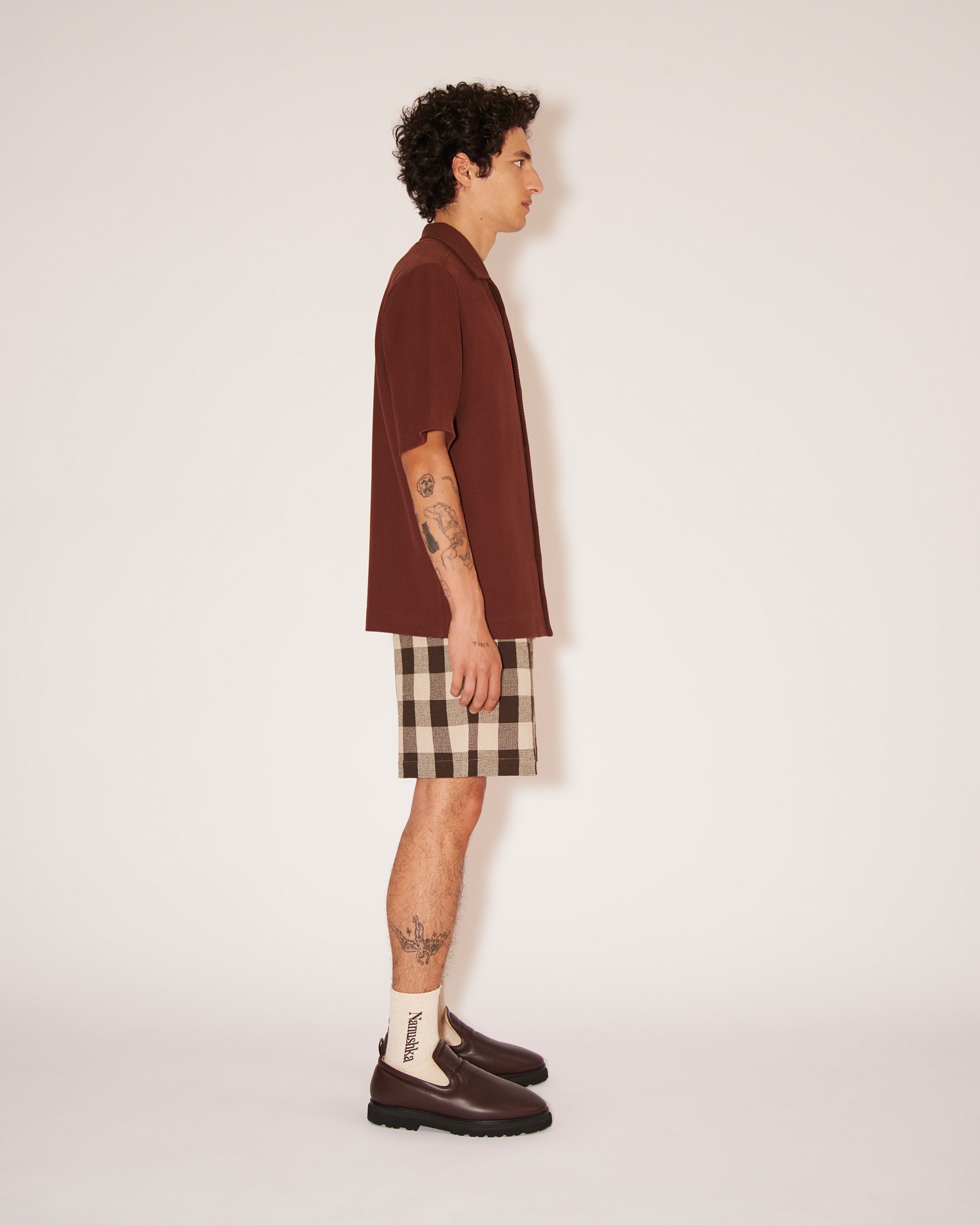BODIL - Tweed structured shirt - Rust - 4