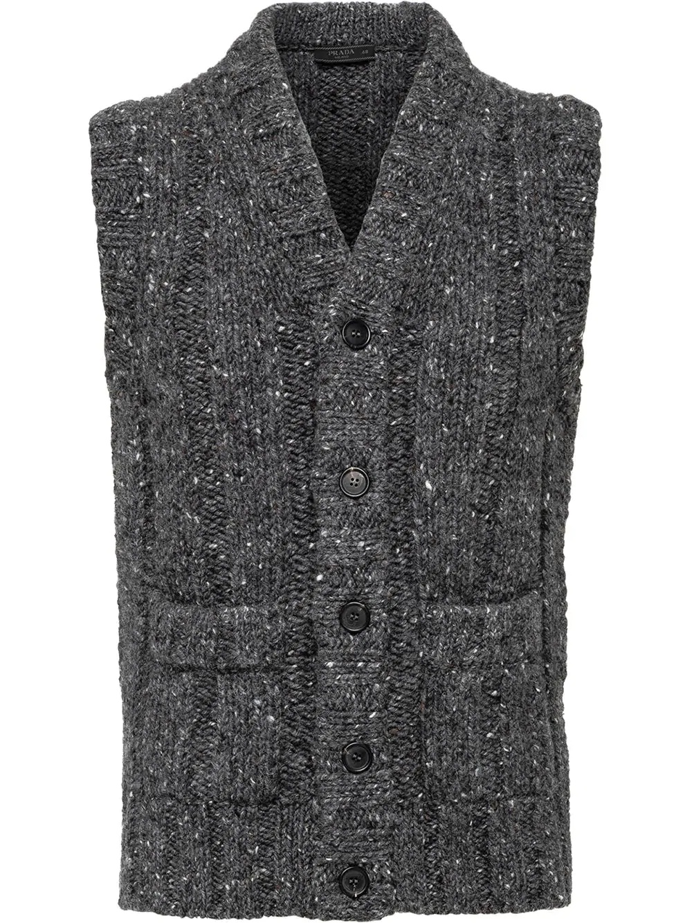 V-neck tweed knitted vest - 1