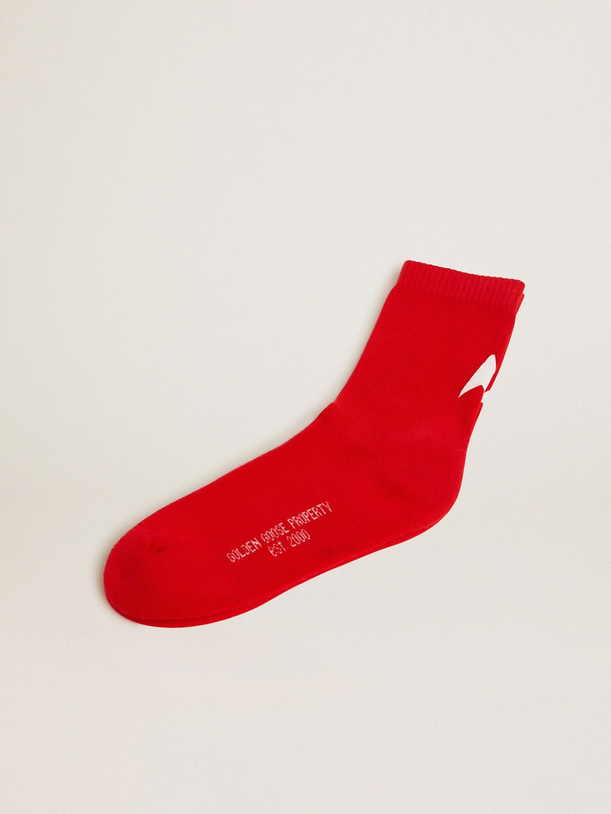 Red cotton socks with white Golden Goose star - 1