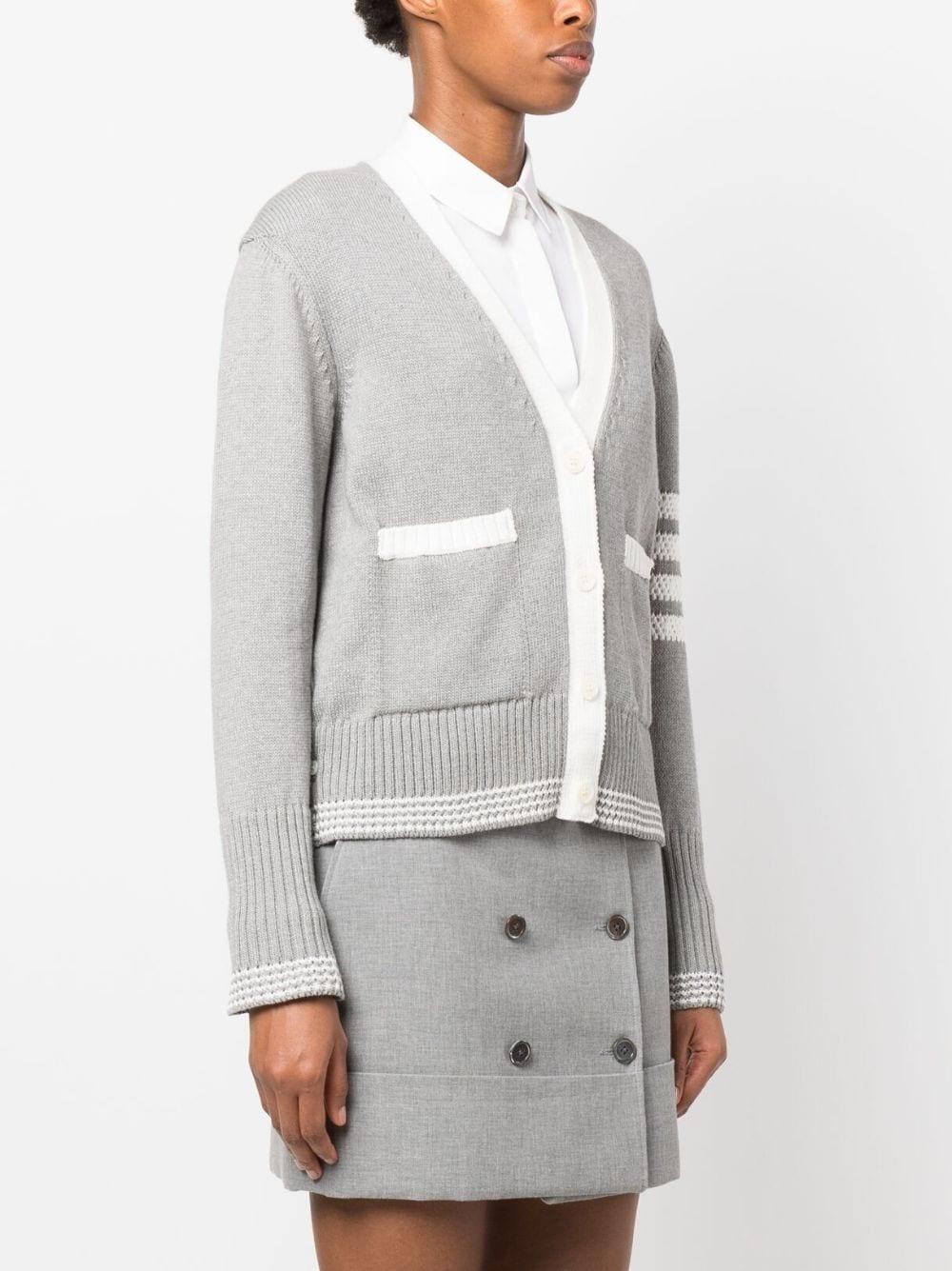 4-Bar V-neck cotton cardigan - 3