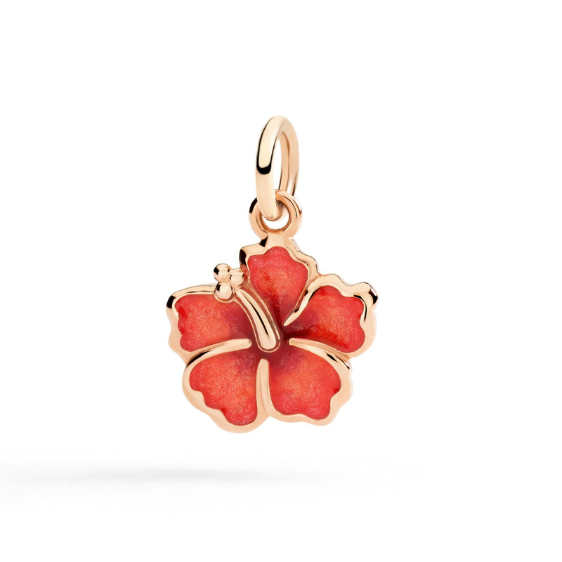ROSE GOLD & ENAMEL HIBISCUS FLOWER CHARM 1