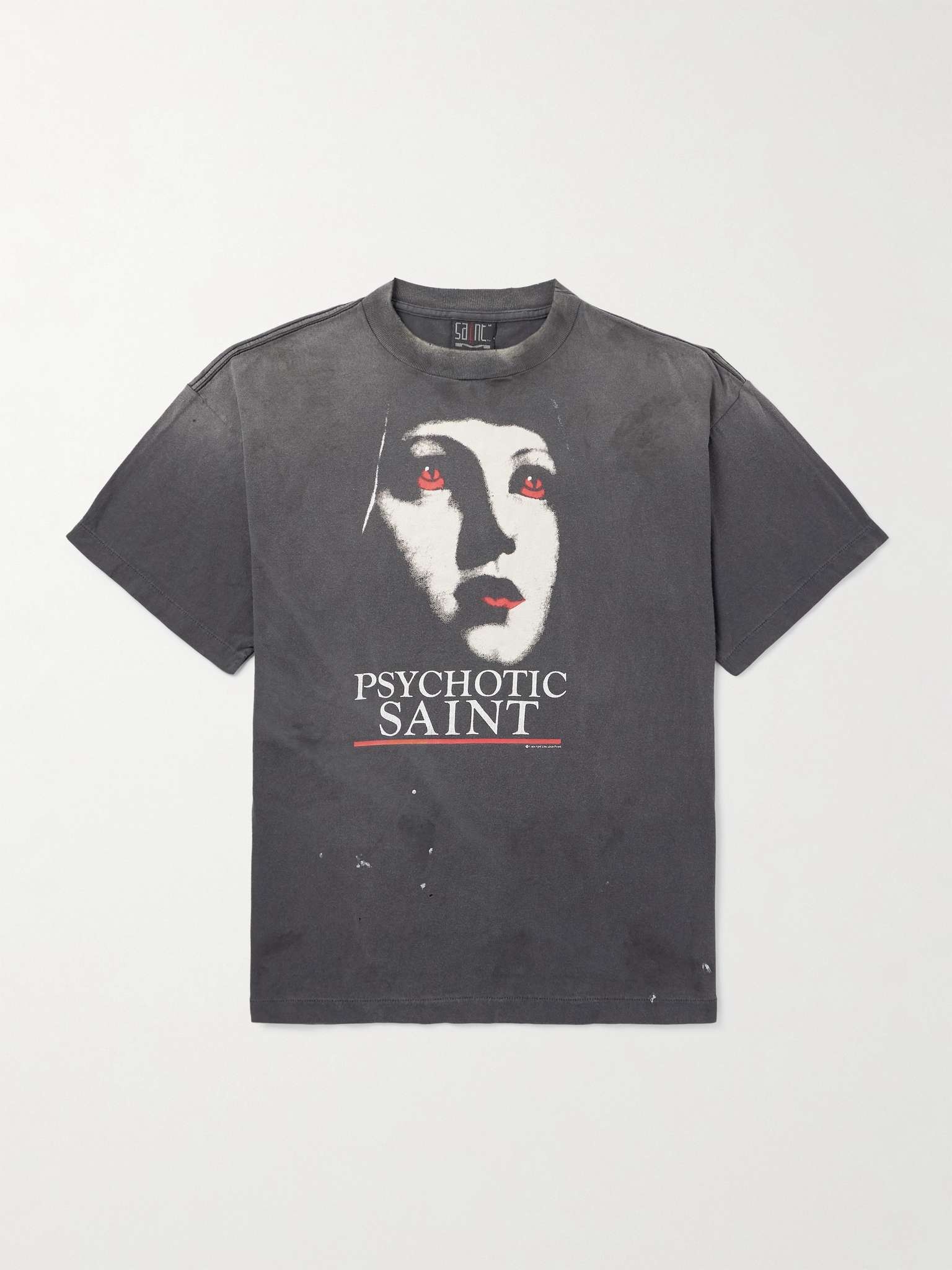 Psychotic Saint Distressed Printed Cotton-Jersey T-Shirt - 1