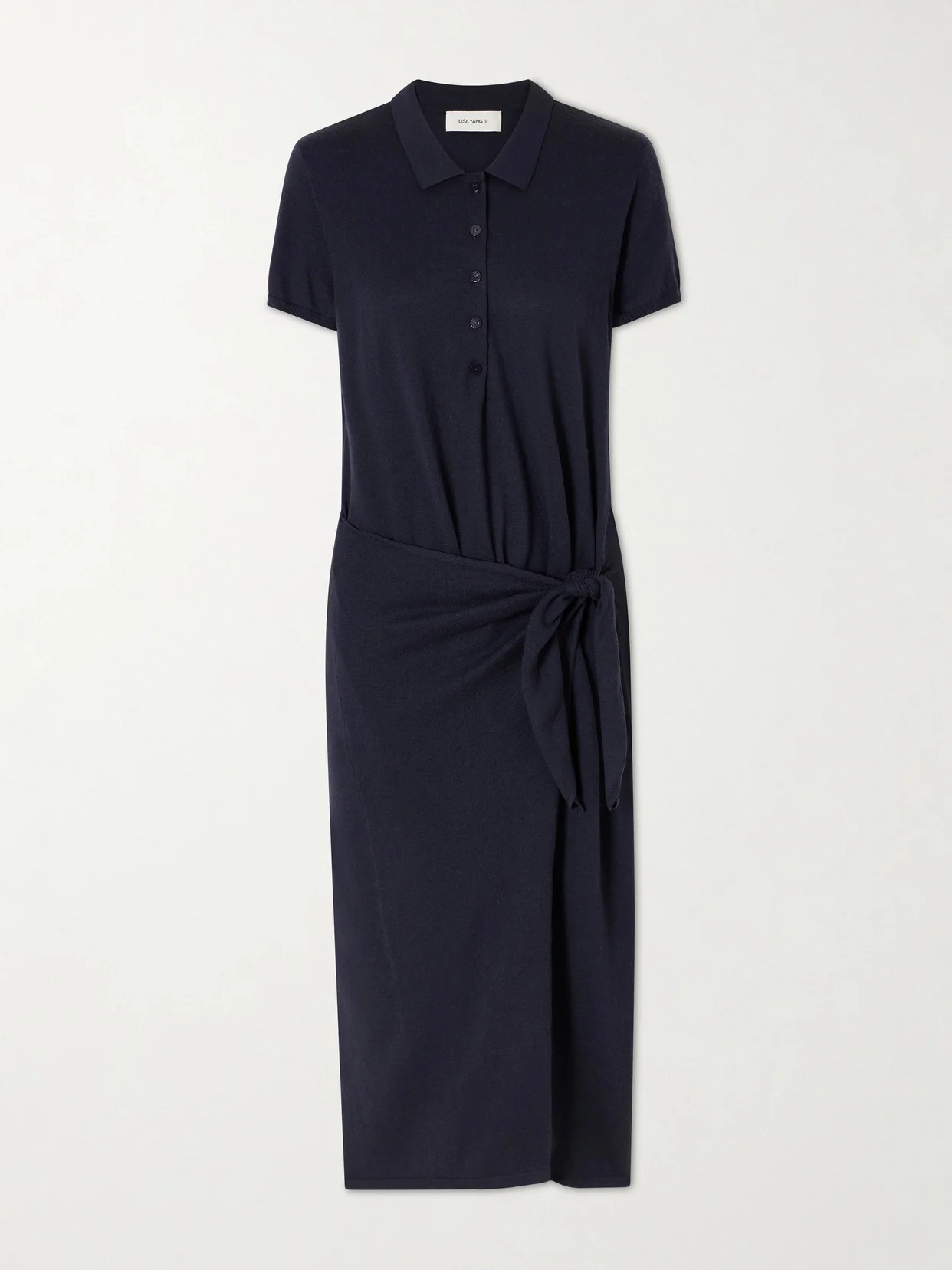 Anthea Tie-detailed Cotton And Cashmere-blend Midi Dress - 1