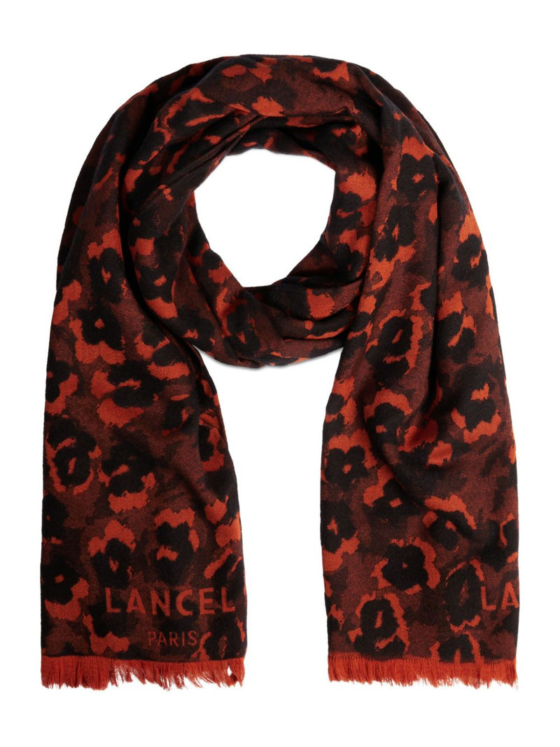 LANCEL Leopard Mania wool scarf outlook