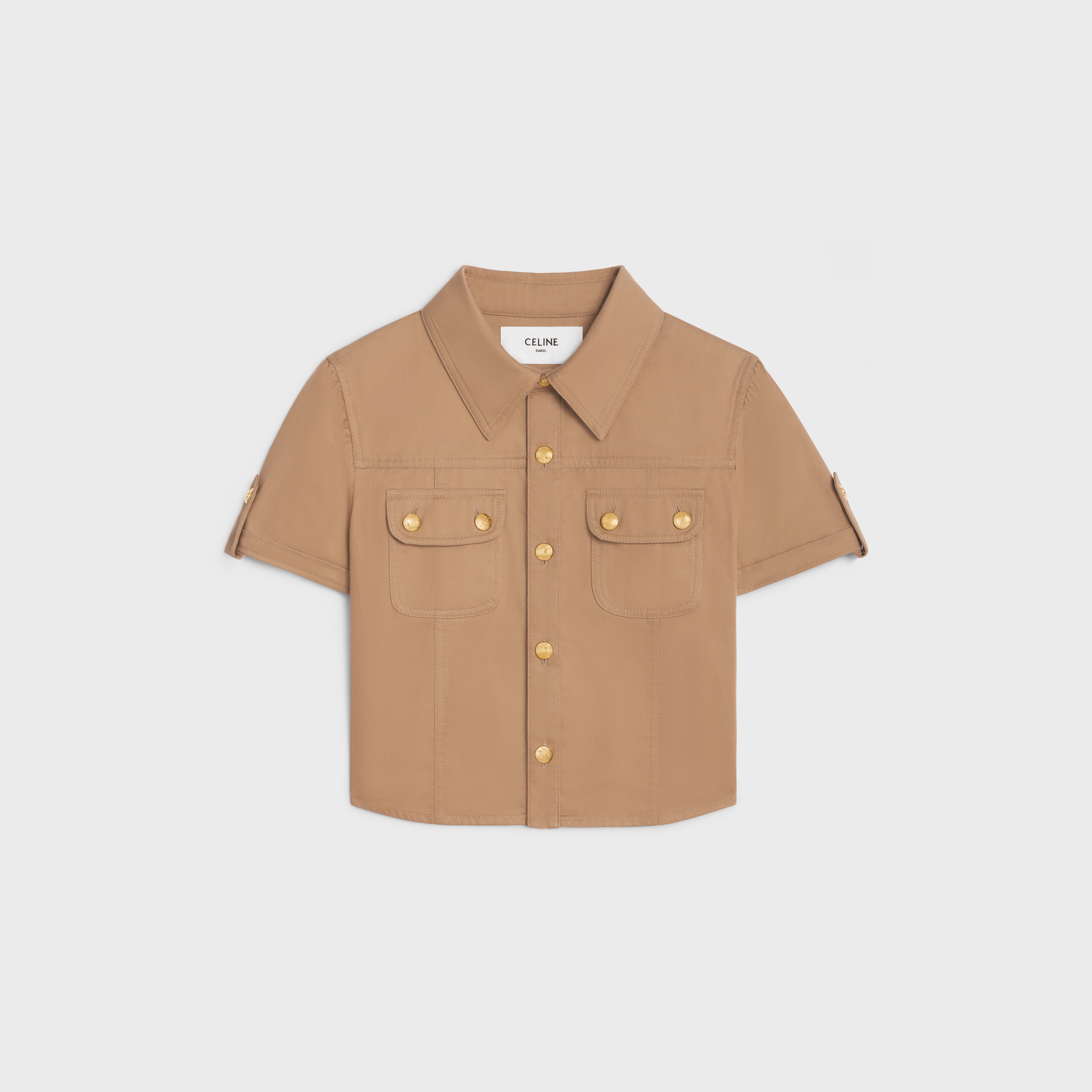 cropped shirt in cotton twill - 1