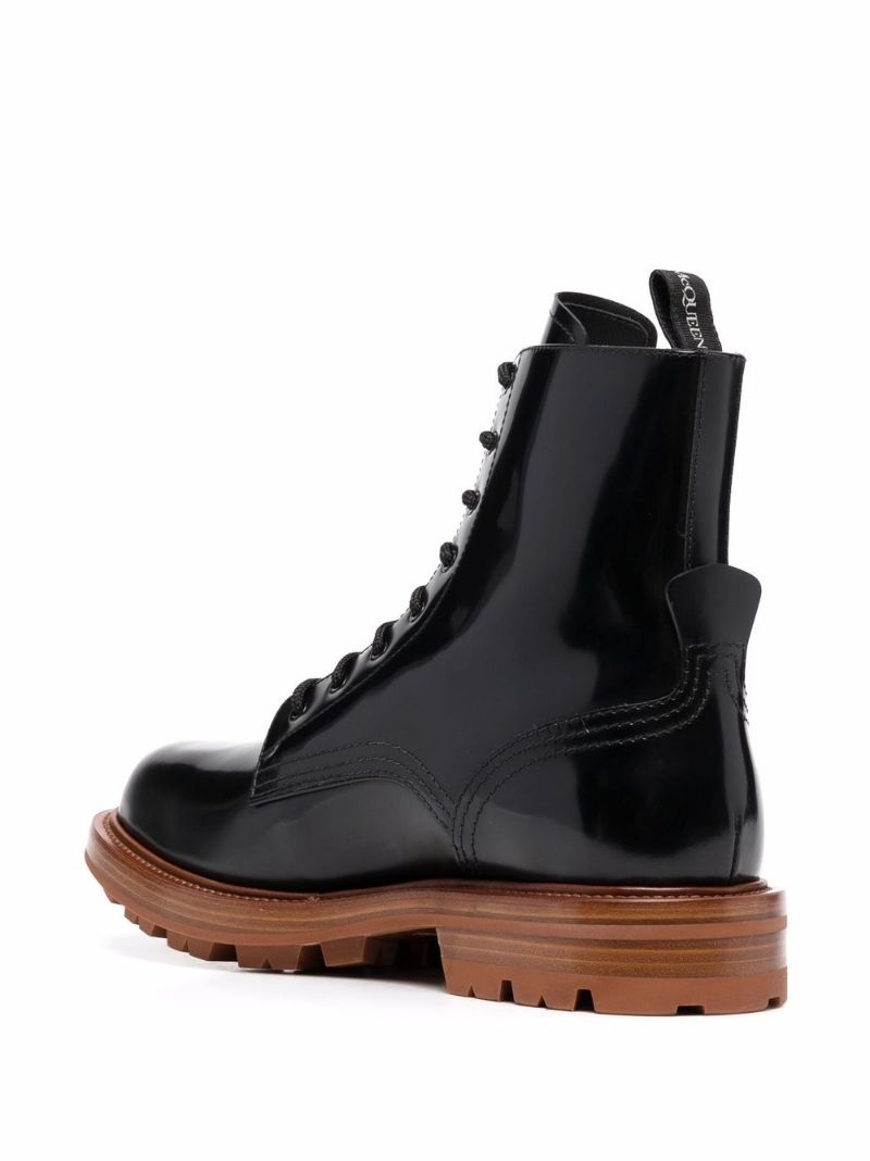 patent-leather lace-up boots - 5
