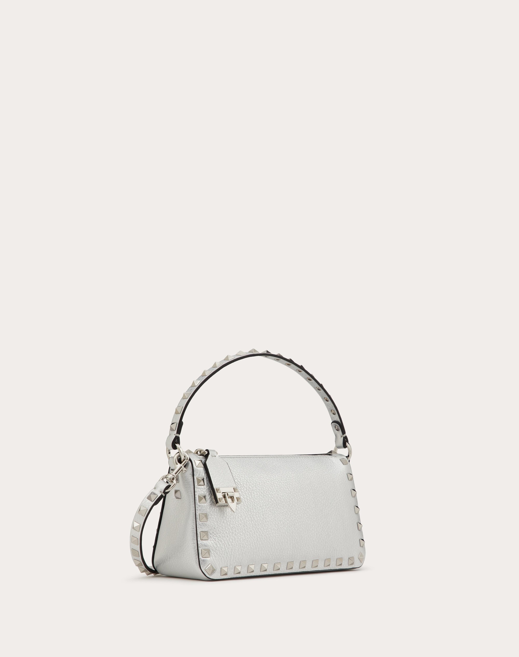 SMALL ROCKSTUD GRAINY METALLIC CALFSKIN CROSSBODY BAG - 3