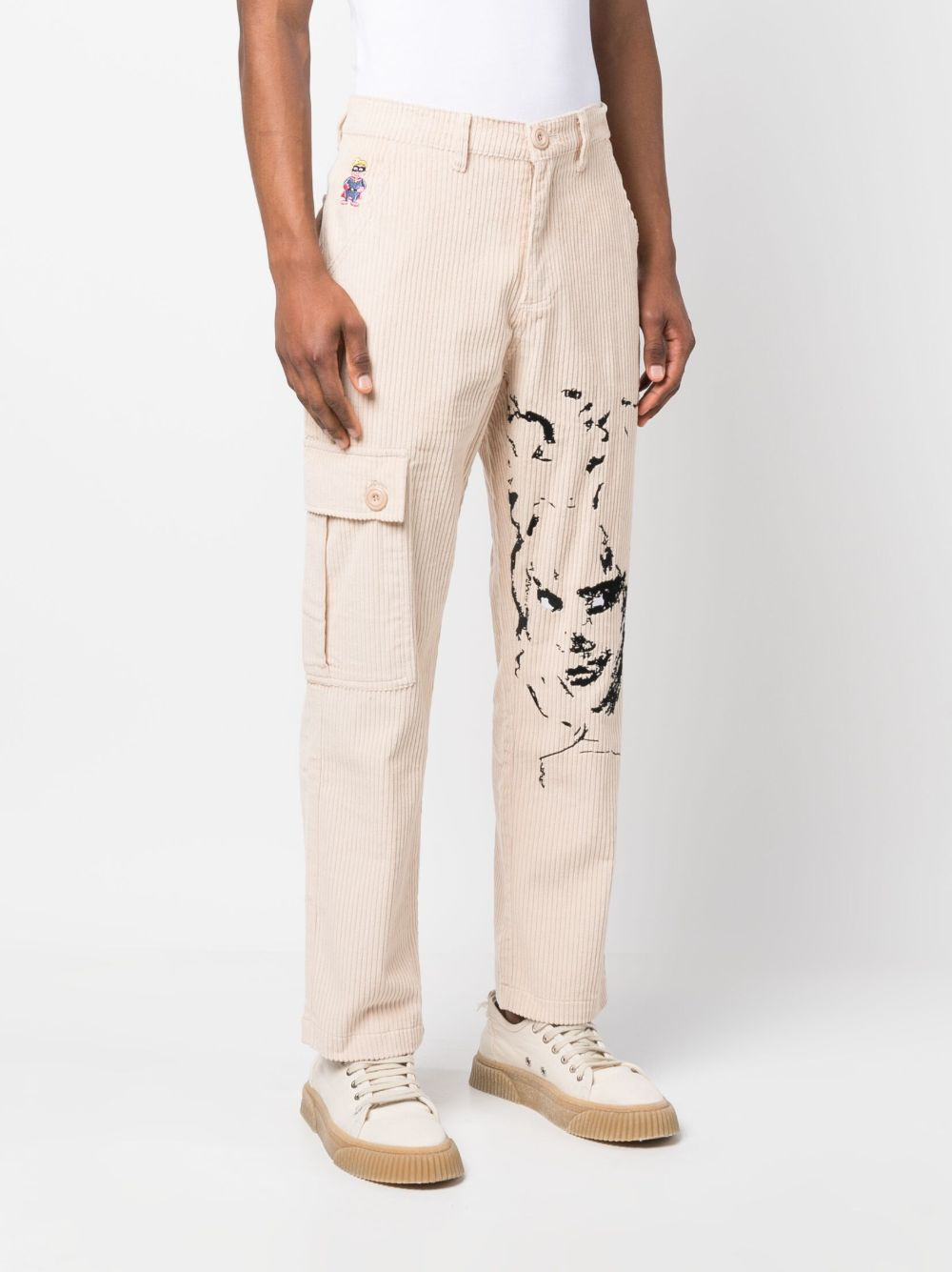 embroidered-face straight-leg trousers - 3