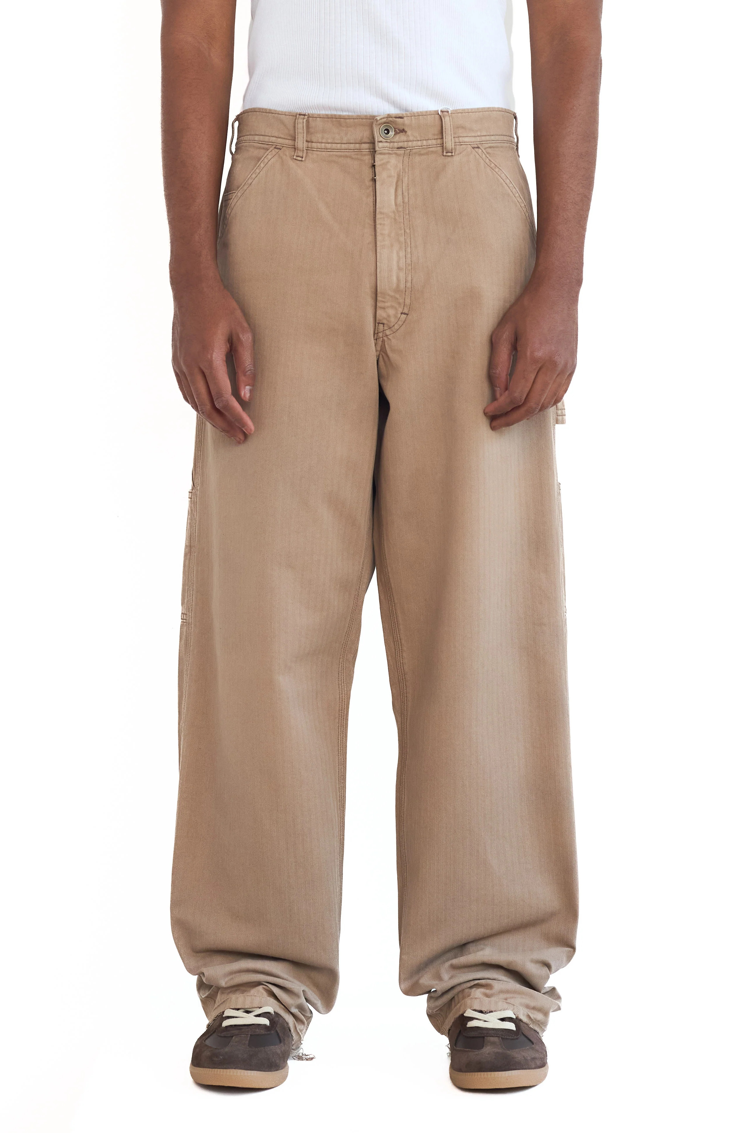 Maison Margiela Herringbone Workwear Pants Stone Washed Beige - 4
