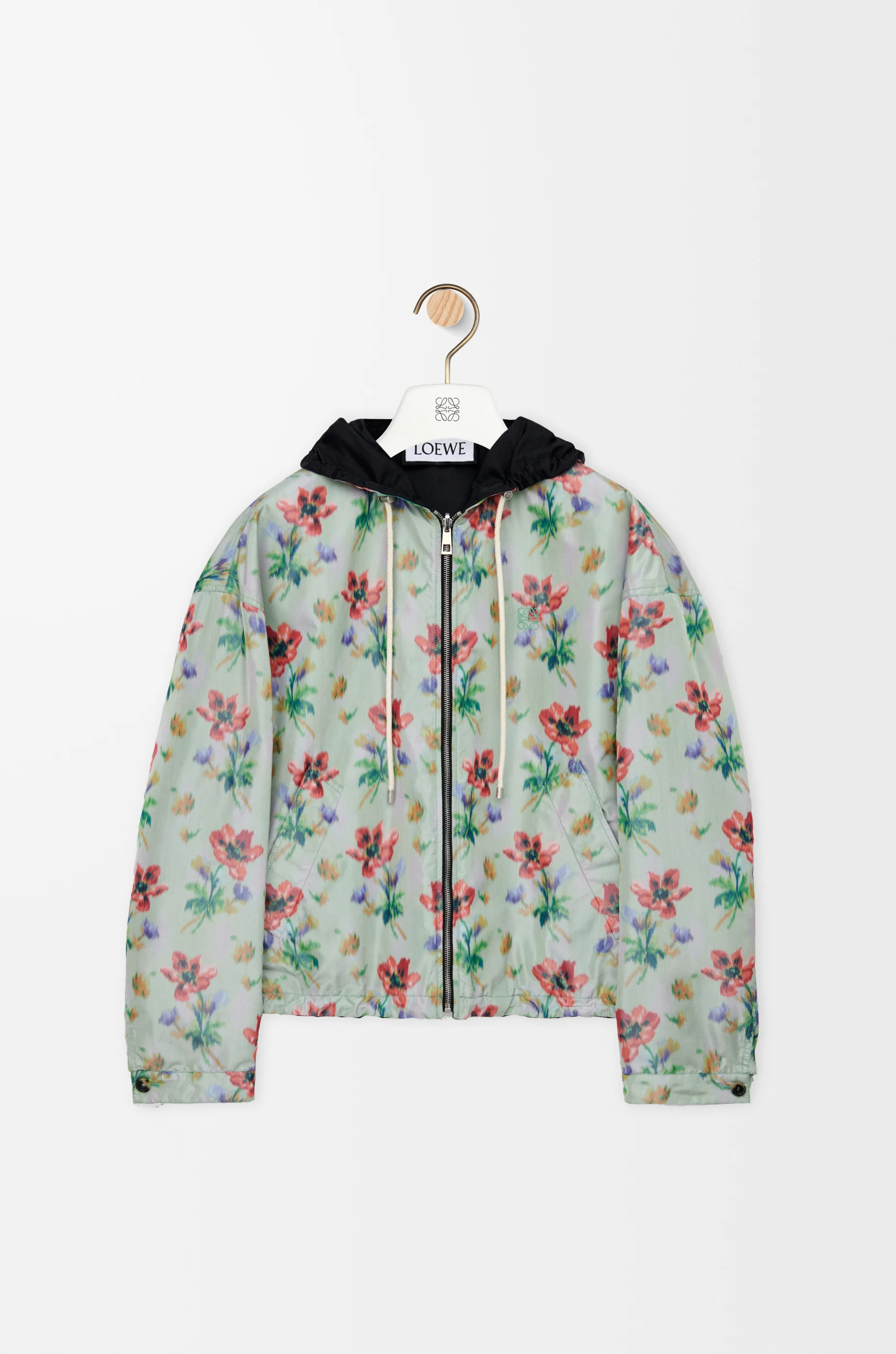 Hooded jacket in polyester and silk - 1