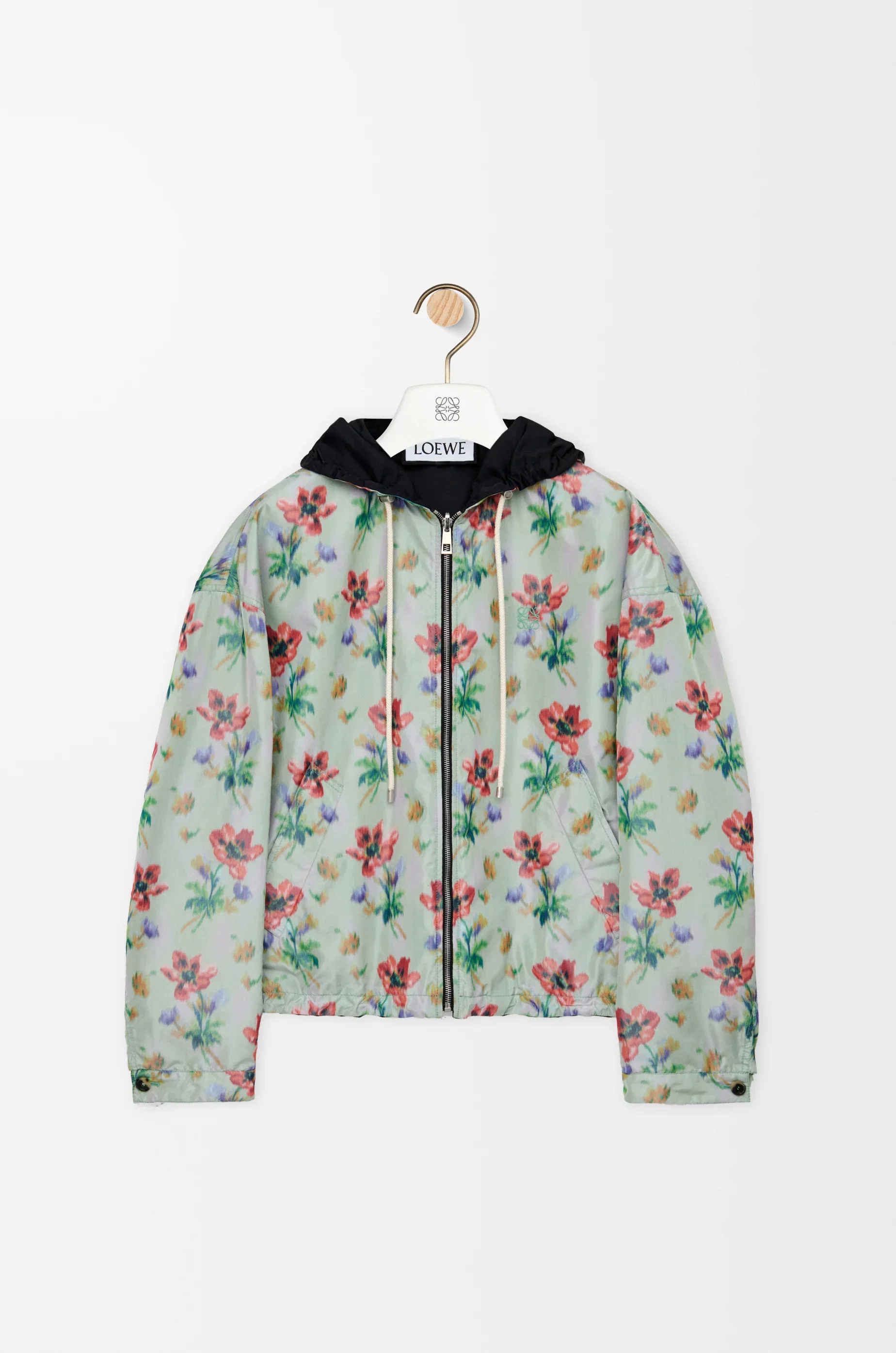 Hooded jacket in polyester and silk - 1