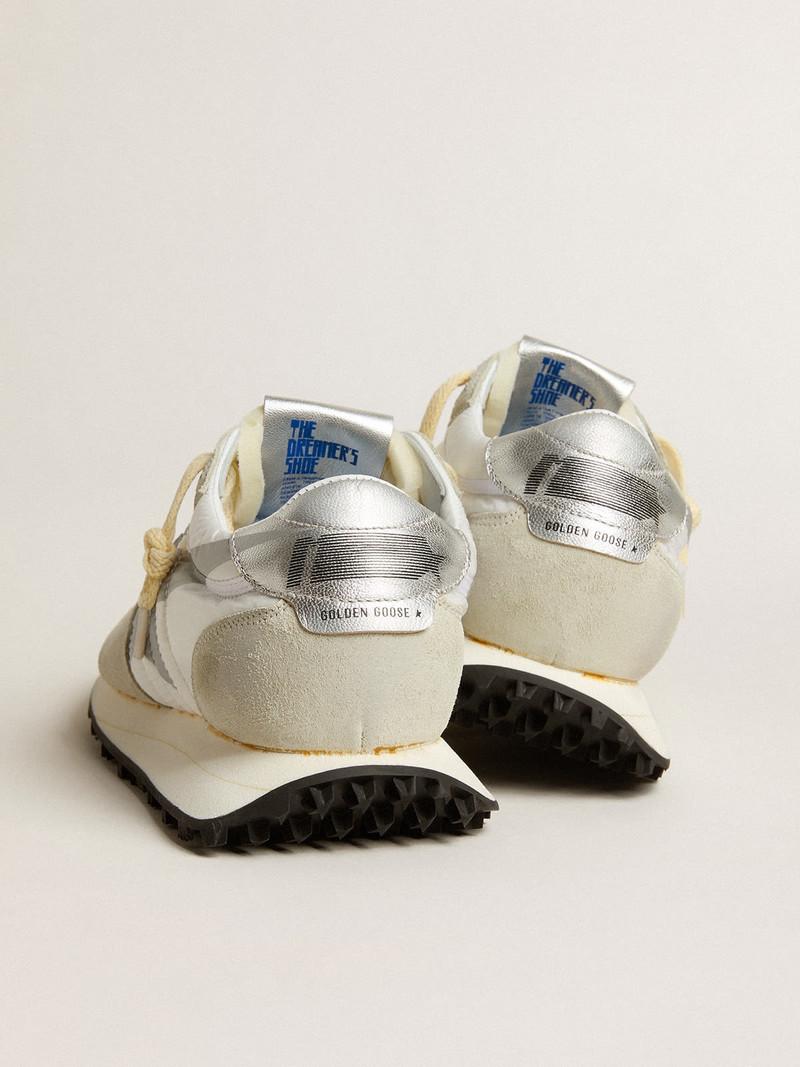 Golden Goose Men’s Marathon with white nylon upper and silver star outlook