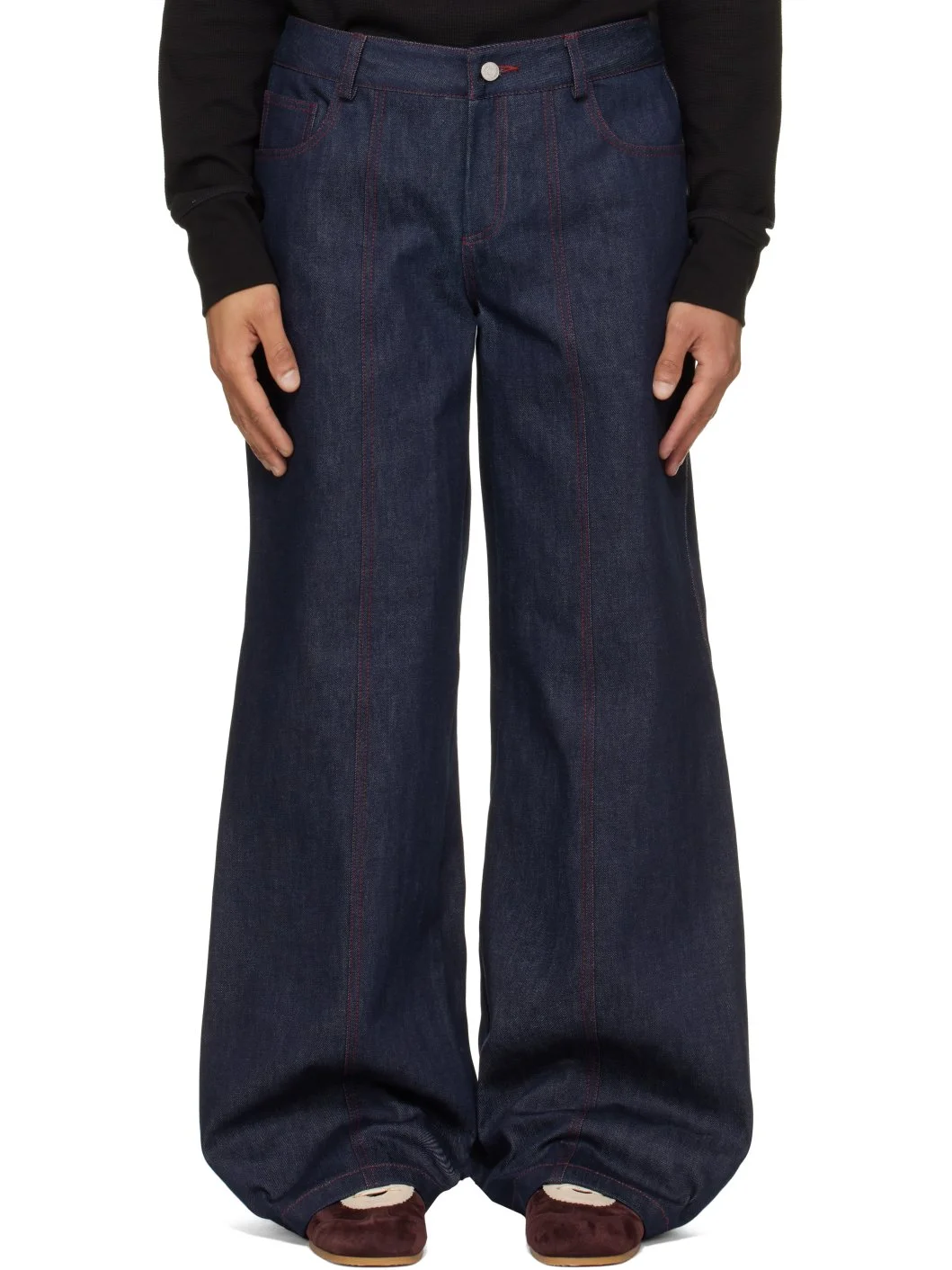 Navy Progress Wide-Leg Denim Jeans - 1