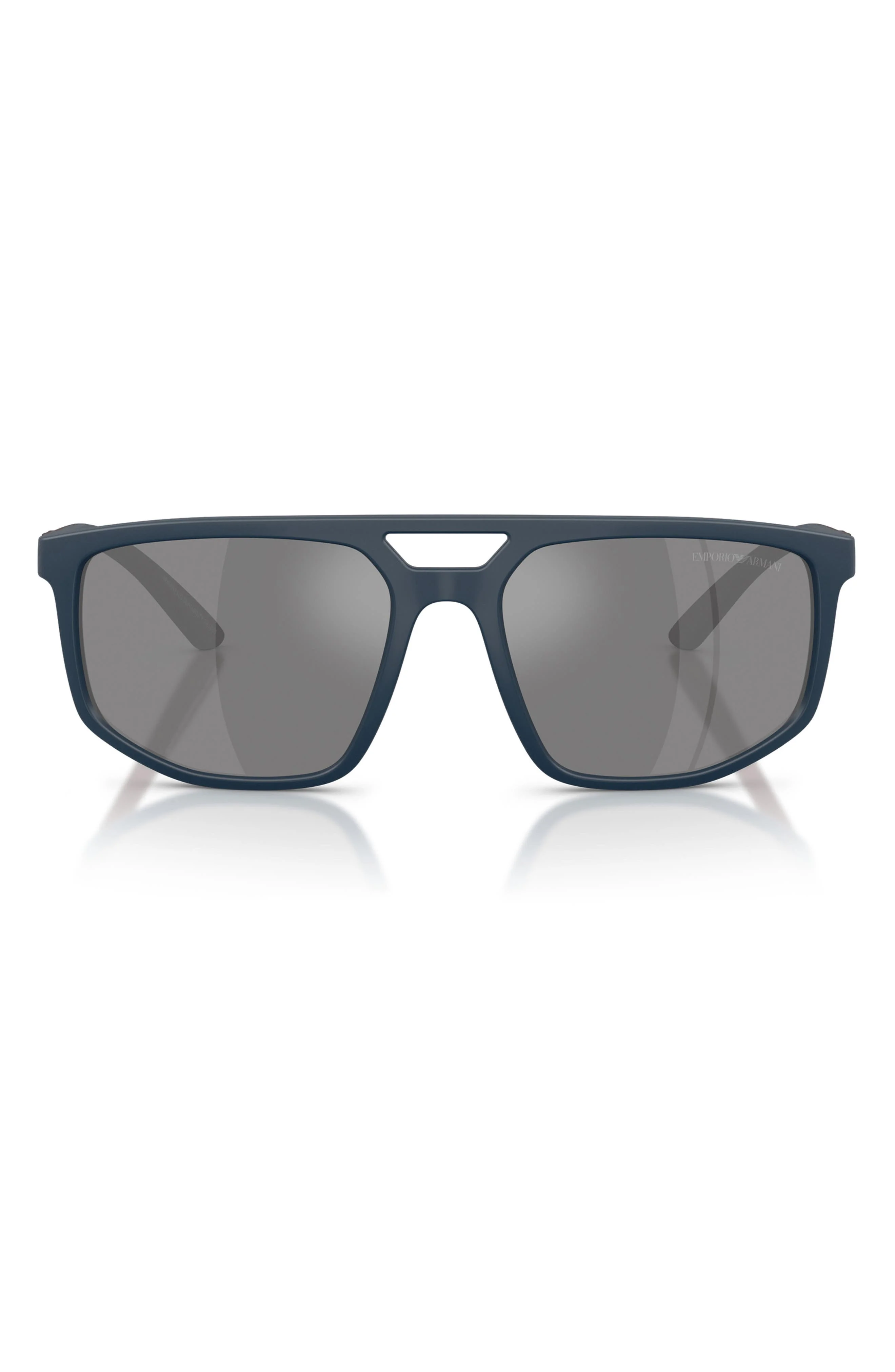 Emporio Armani 58mm Pilot Sunglasses in Blue /Grey Mirror Silver at Nordstrom - 1
