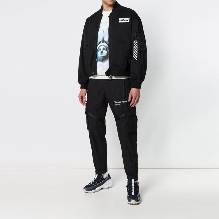 Off-White ribbed aviator Logo Jacket Loose Fit Black OMEA130E181350011000 - 2