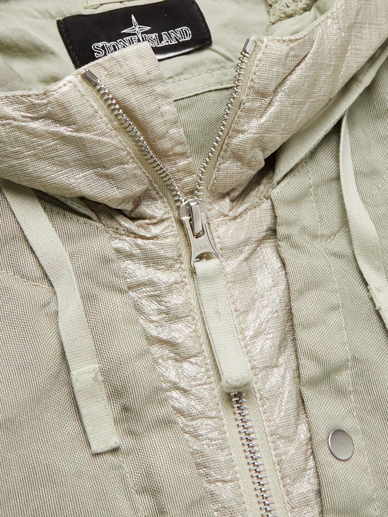 Logo-Appliquéd Panelled Linen-Blend Hooded Parka - 5