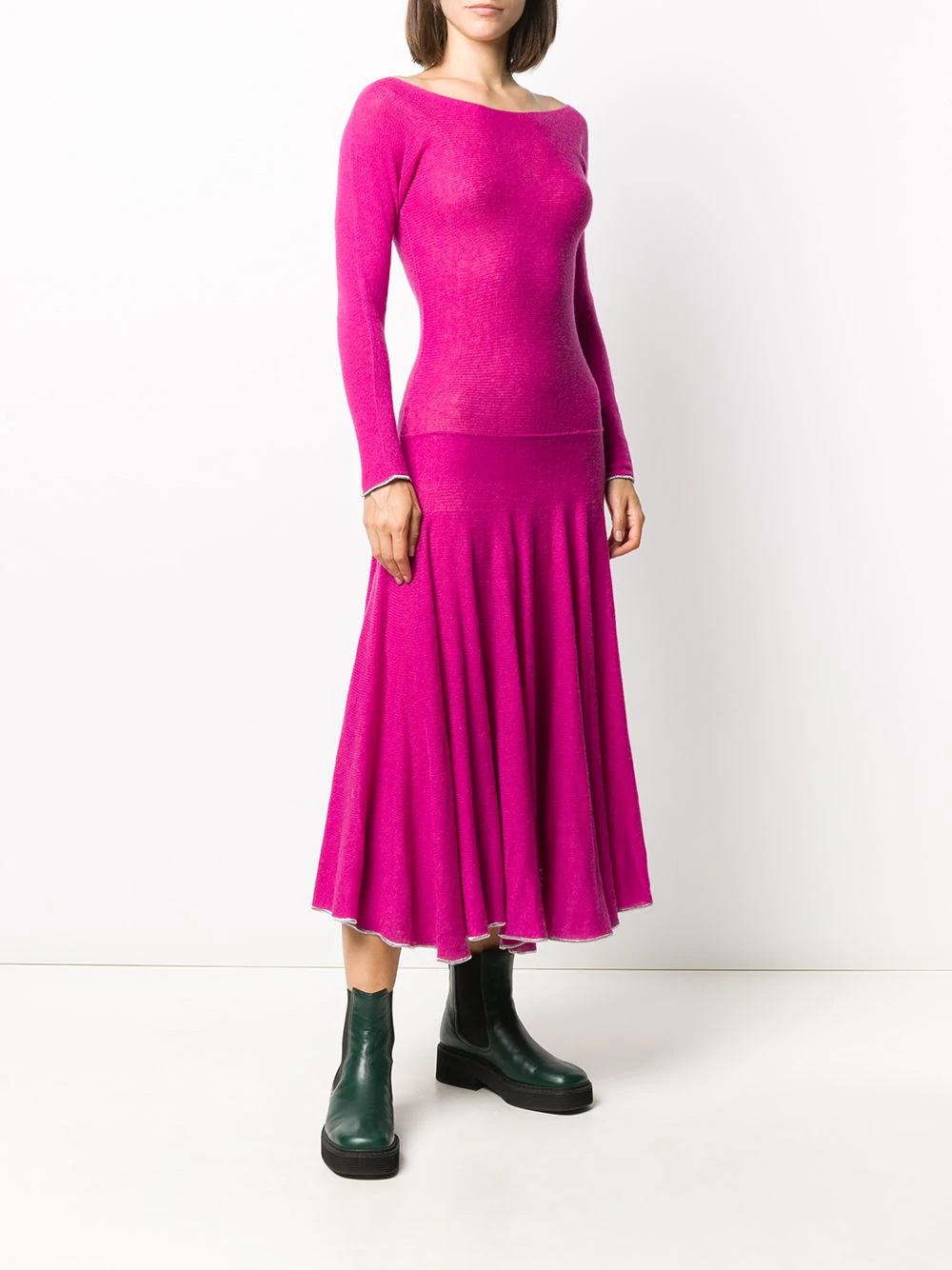 cashmere pleated knit dress - 3