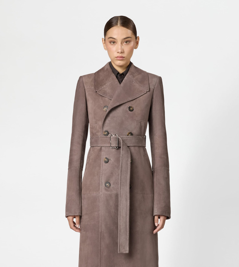 TRENCH COAT IN PASHMY SUEDE - BROWN 4