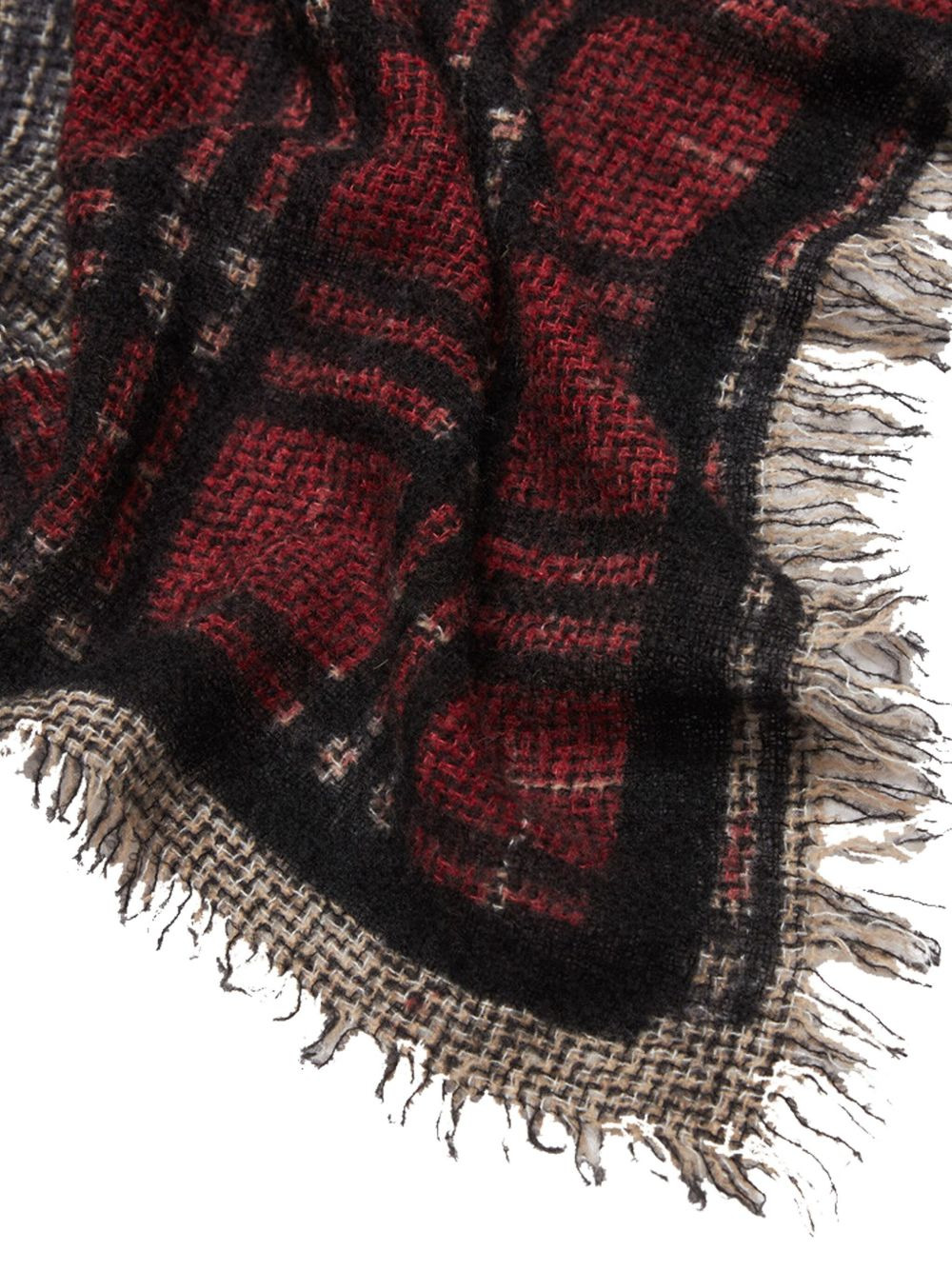 plaid-pattern fringed scarf - 2