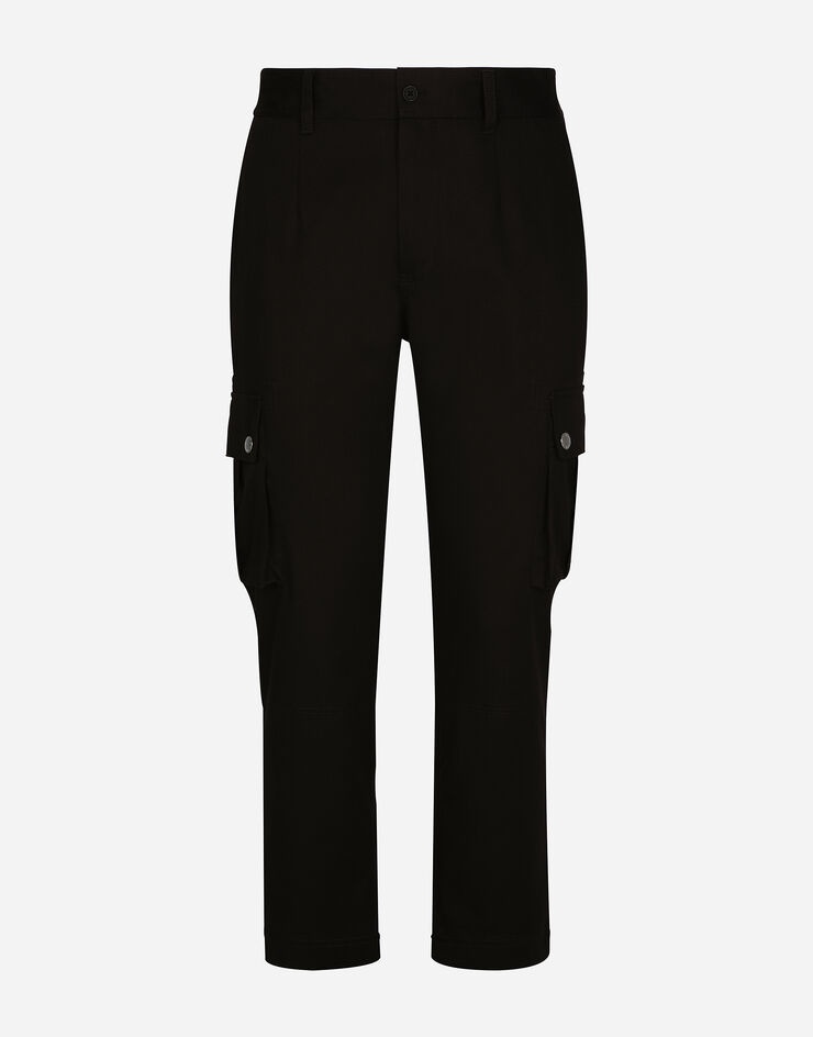 Cotton cargo pants with branded tag - 3