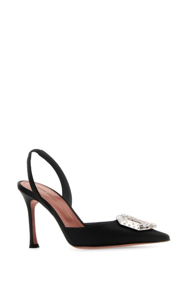 Black satin Camelia pumps - 2