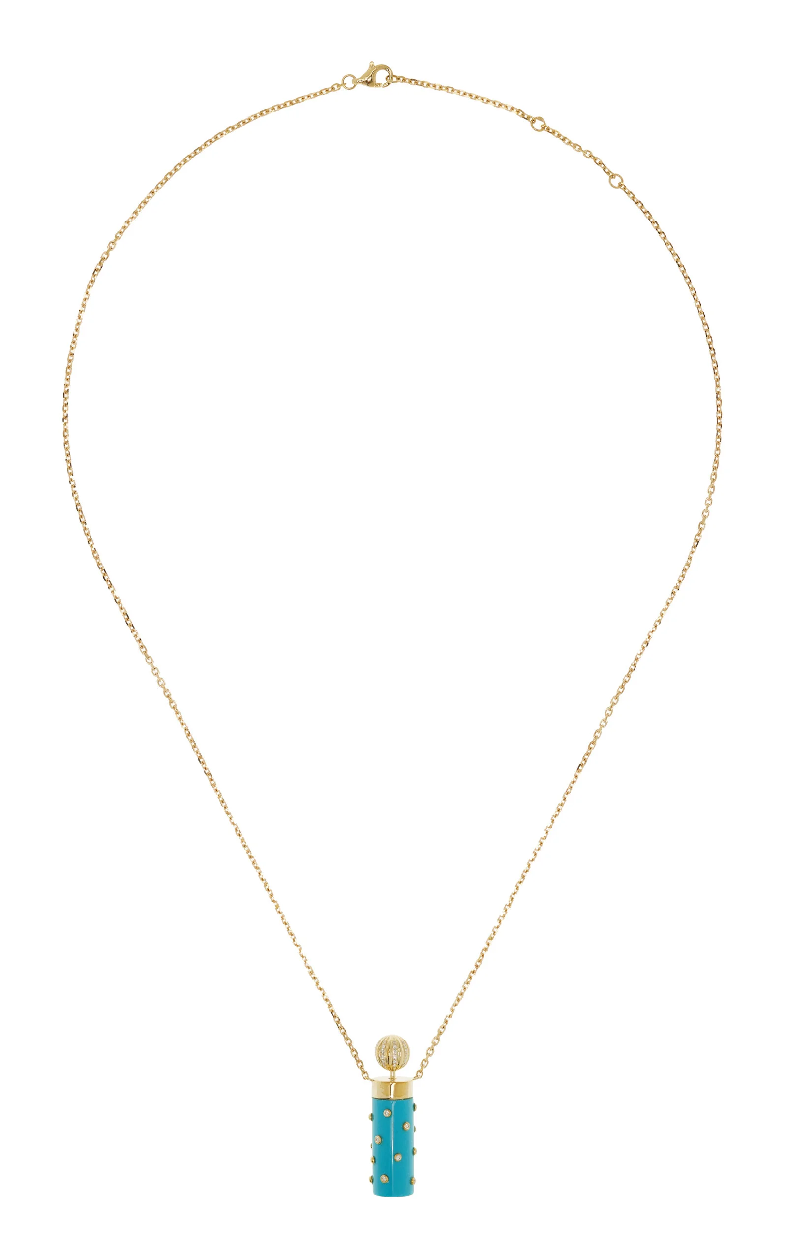 Vase 9K Yellow Gold Turquoise Necklace - 1