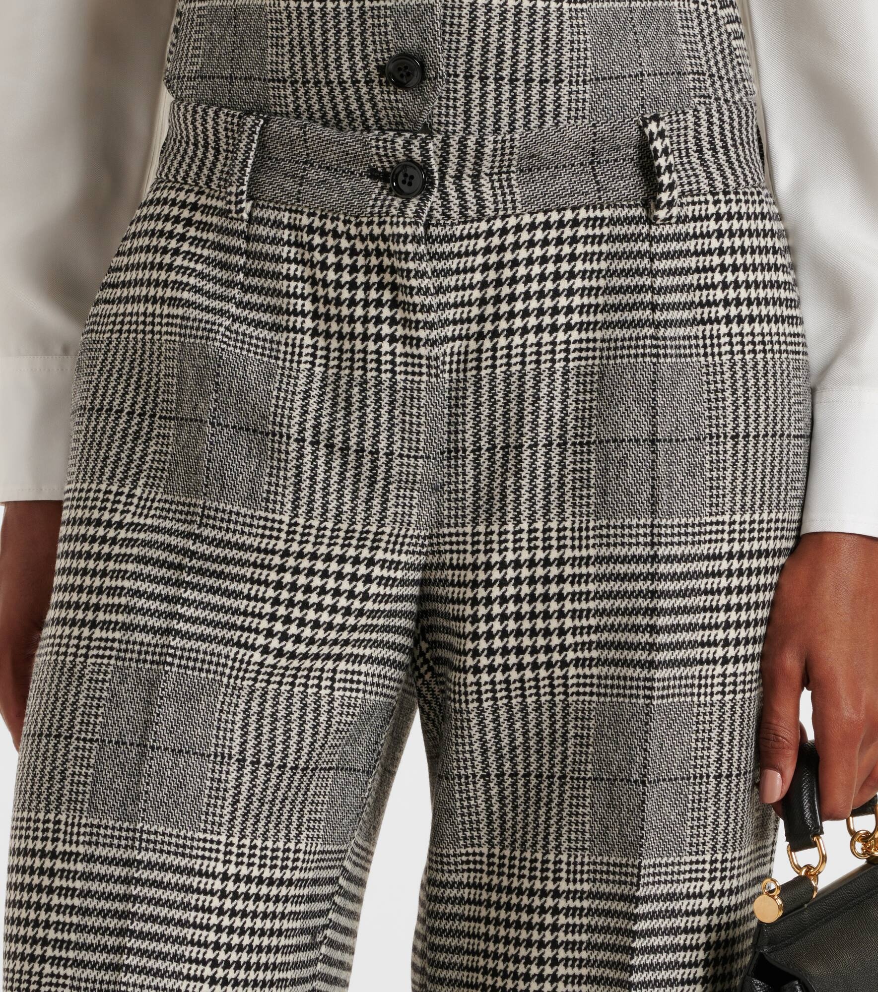 Prince of Wales check wool and cashmere flared pants - 4