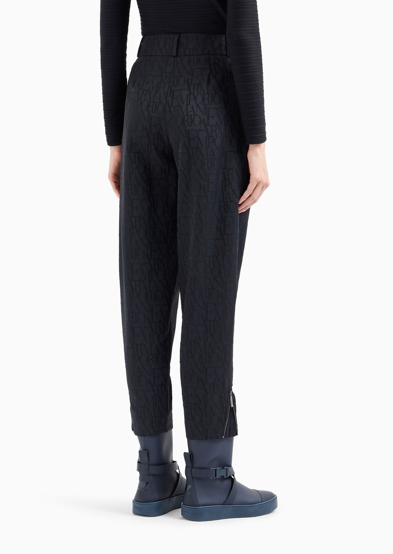 Oval-leg trousers in a jacquard wool blend with all-over lettering 3